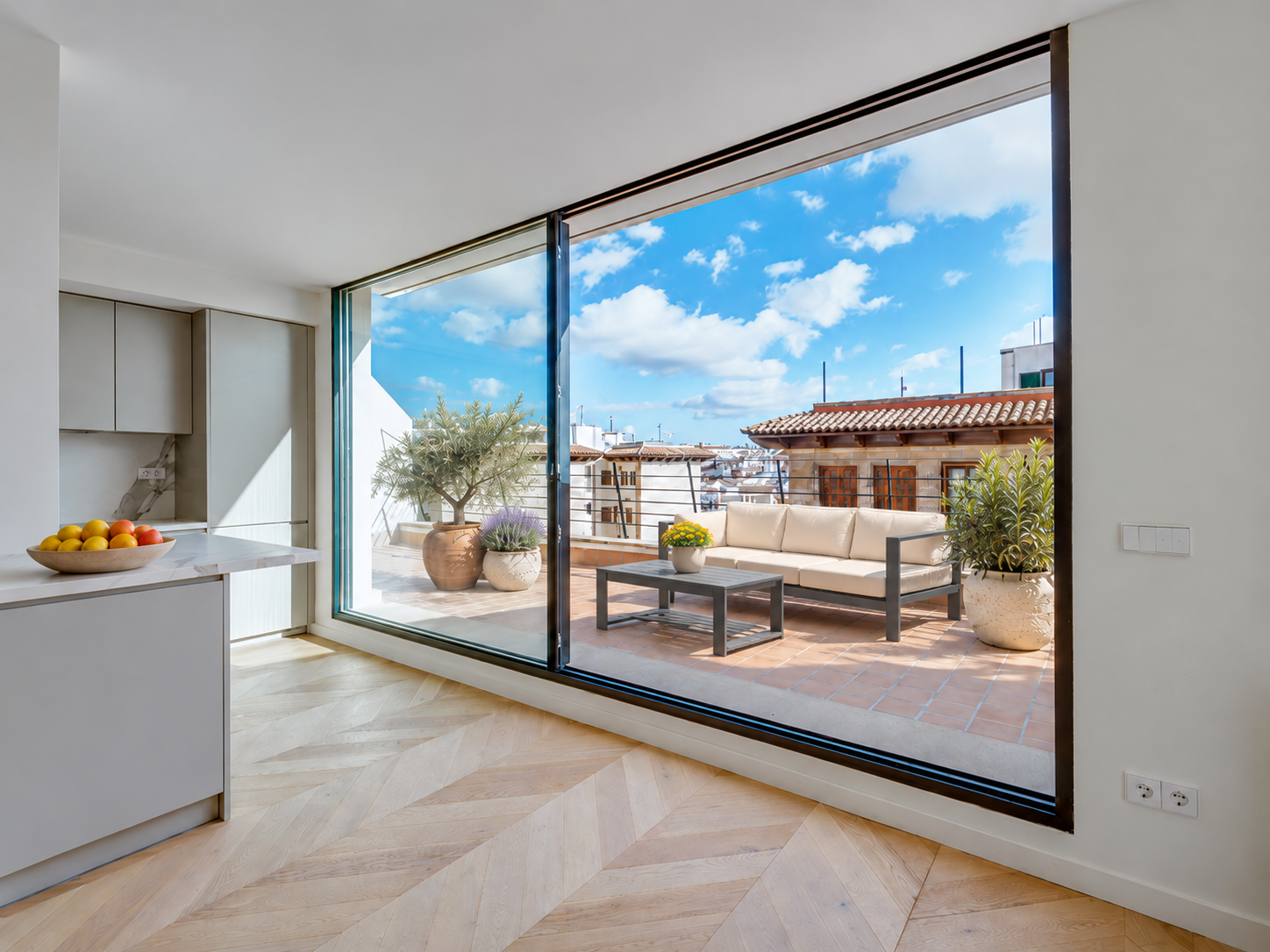 Sonniges, modernes Penthouse mit Terrasse und Lift nahe dem Borne [KI-modifiziert]