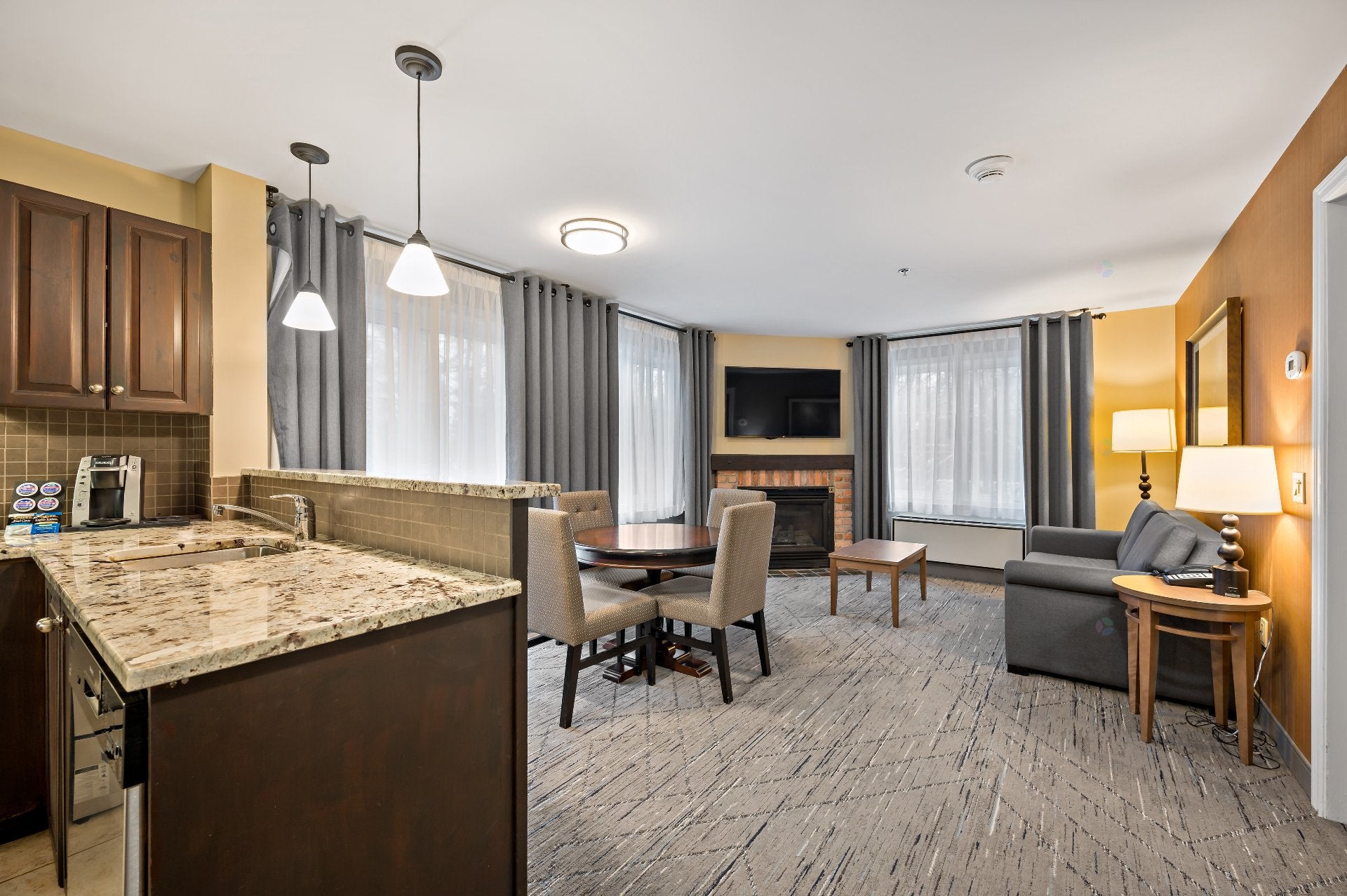 Corner unit on two floors with two bedrooms.