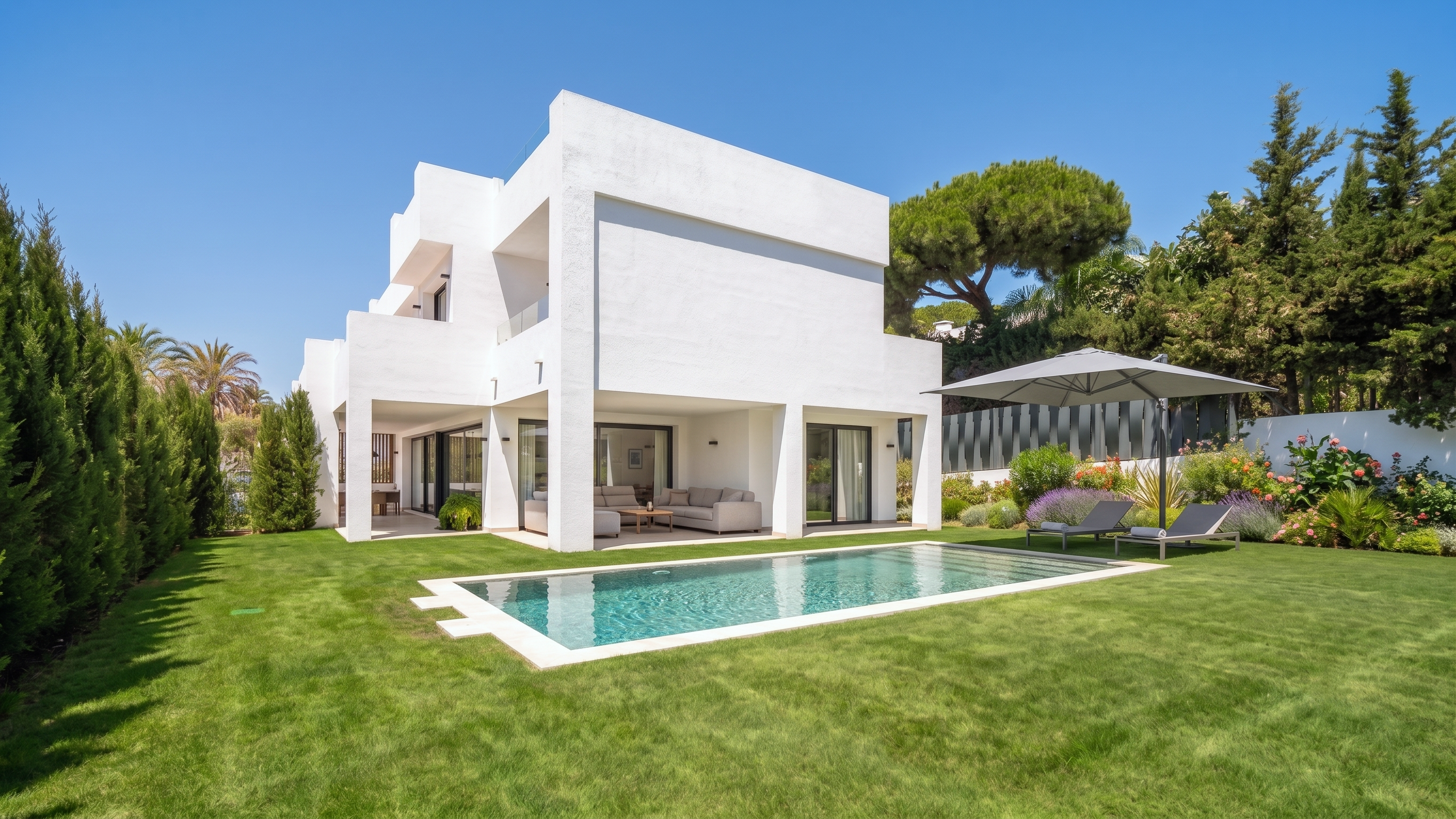 Newly built stylish villa with chic interior design
