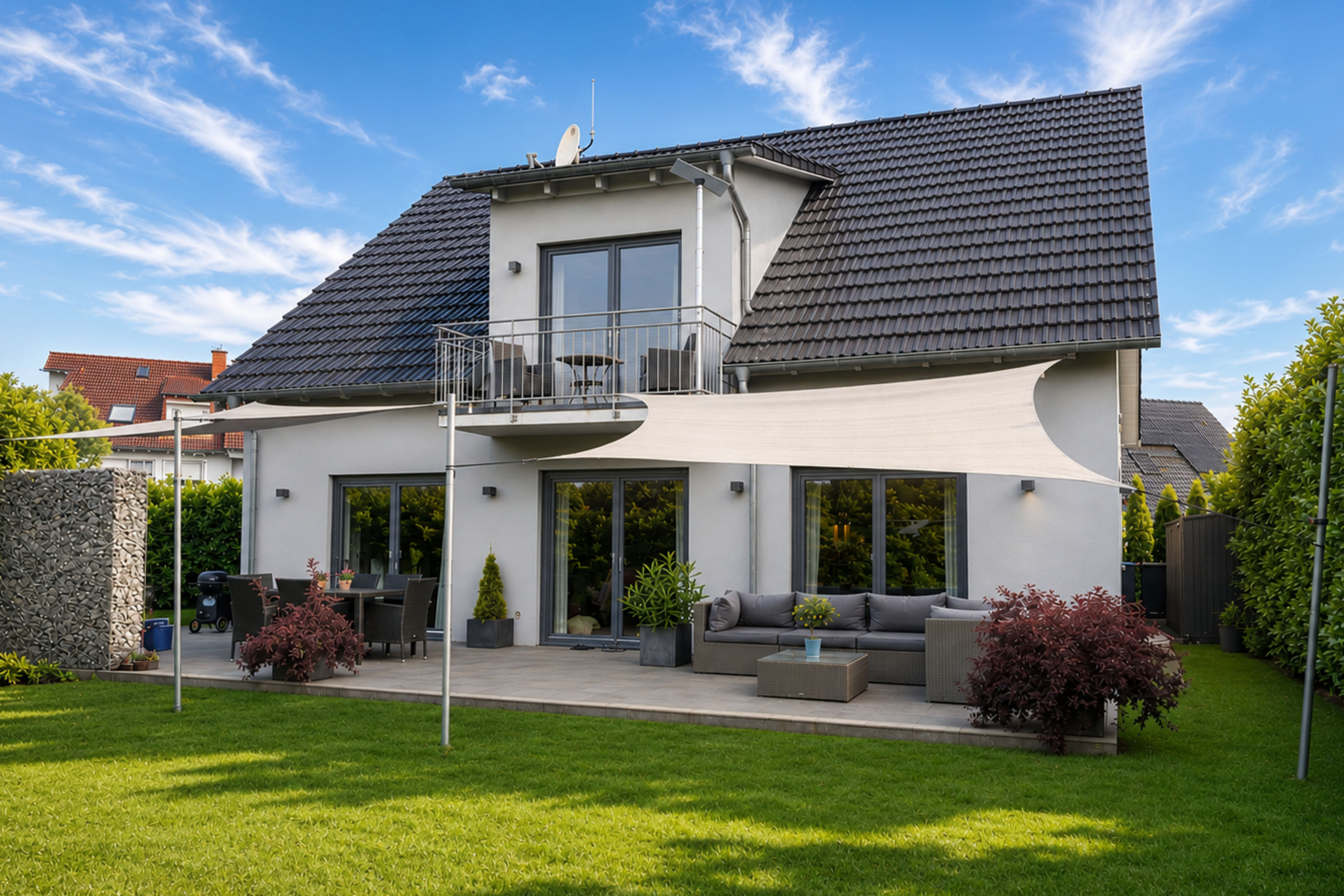 Detached single-family home in a green setting with a large garden