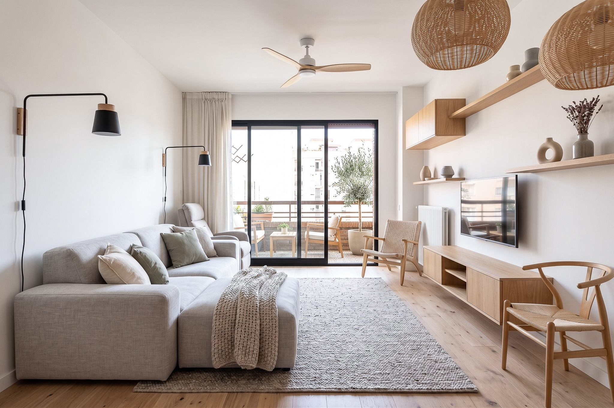 Helle, geräumige Wohnung mit Terrasse in El Clot