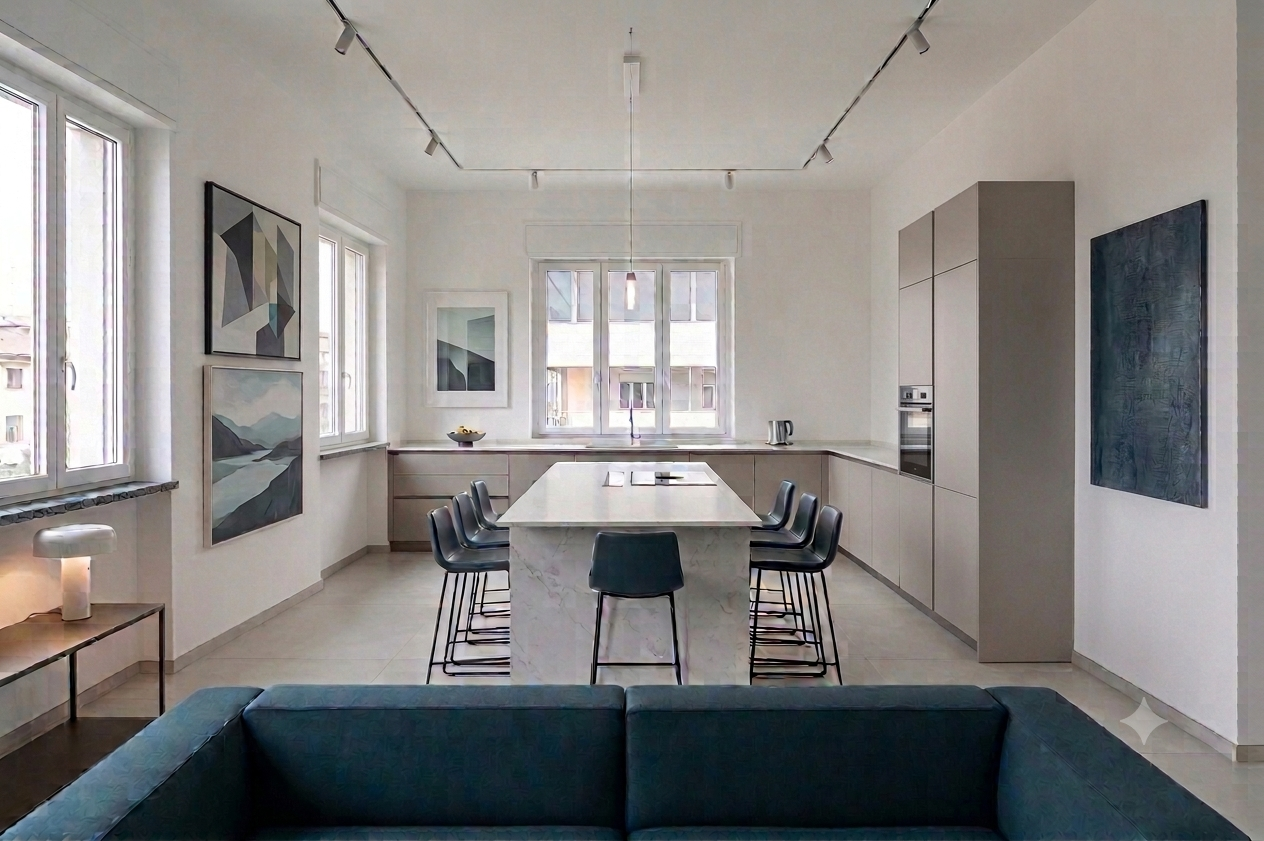 Prestigious seafront apartment just steps from Viareggio’s promenade [AI-modified]
