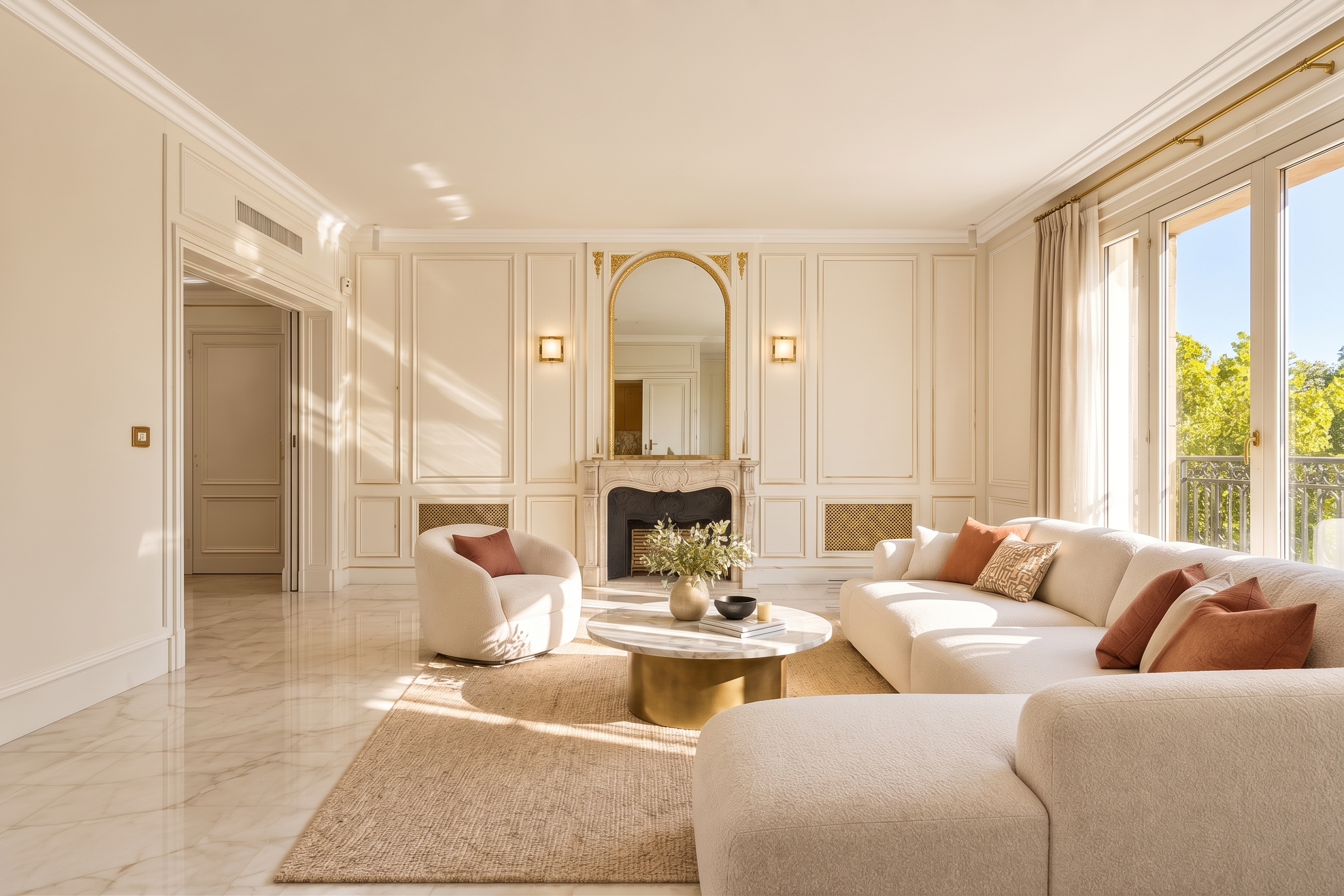 Golden Triangle — Luxury apartment opposite the Plaza Athénée — Building secured 24/7 — Exceptional amenities [AI-modified]