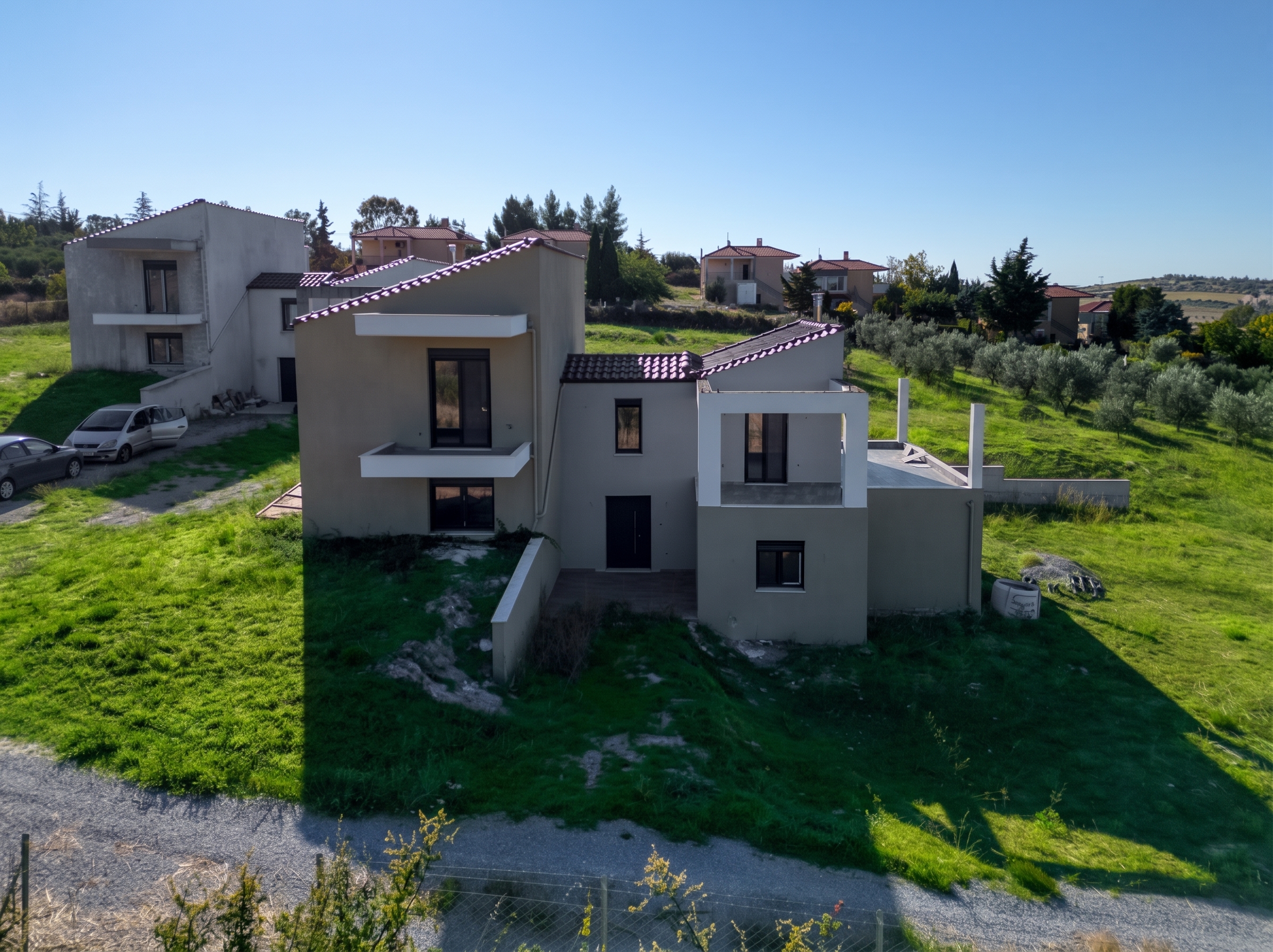 Exceptional detached house with panoramic views of the sea and Mount Olympus [AI-modified]