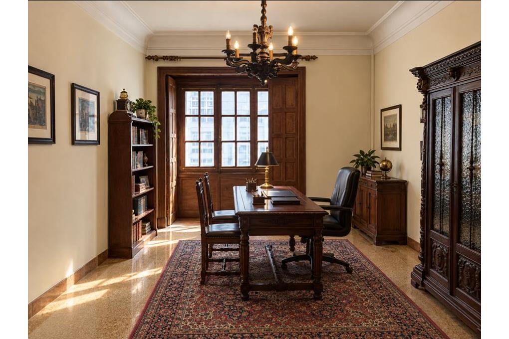 E&V sells an elegant 209 m² apartment with eight rooms in the heart of Santiago de Compostela [Editat amb IA]