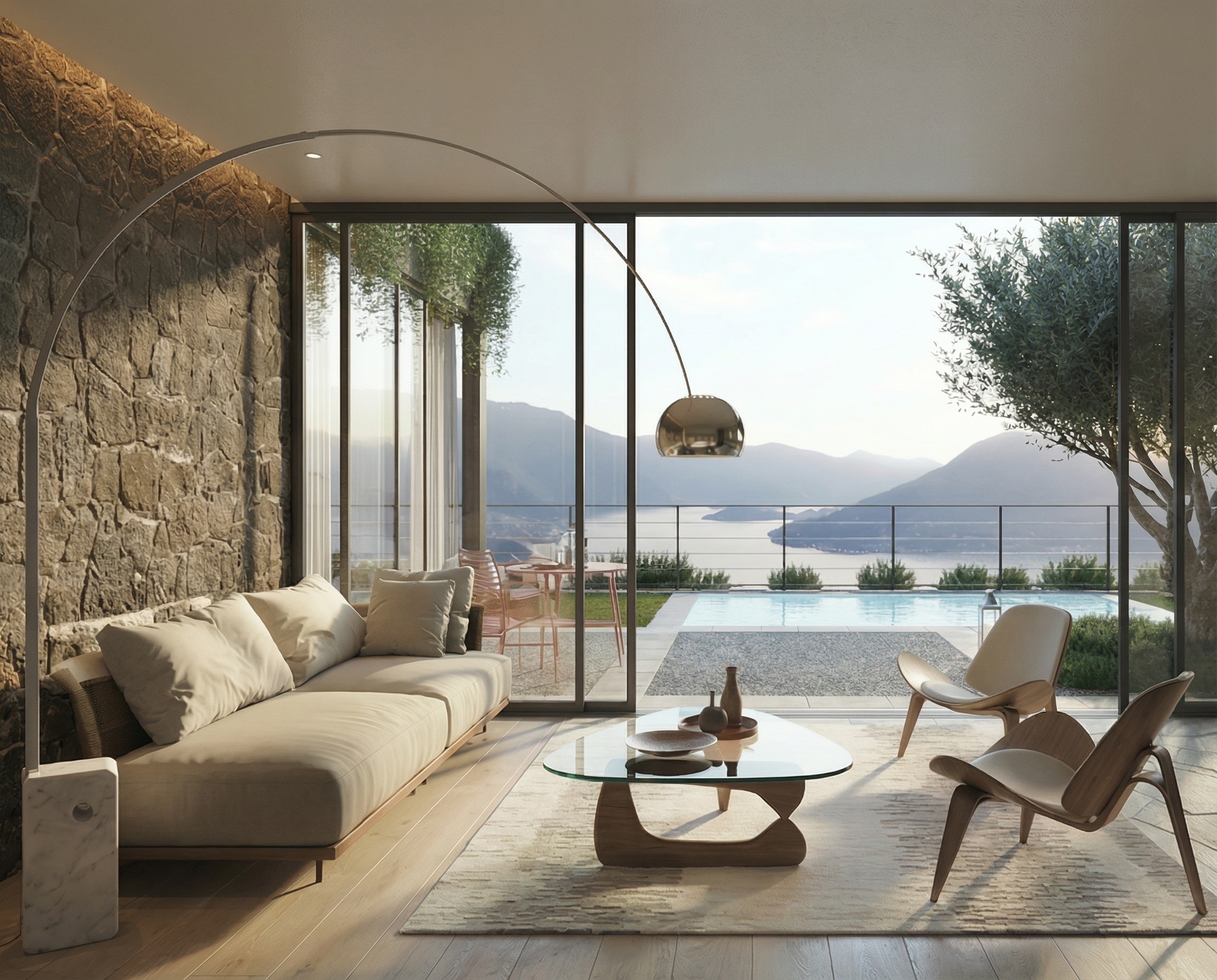 Appartamento di design in nuovo Residence con splendida vista lago, piscina e giardino privato