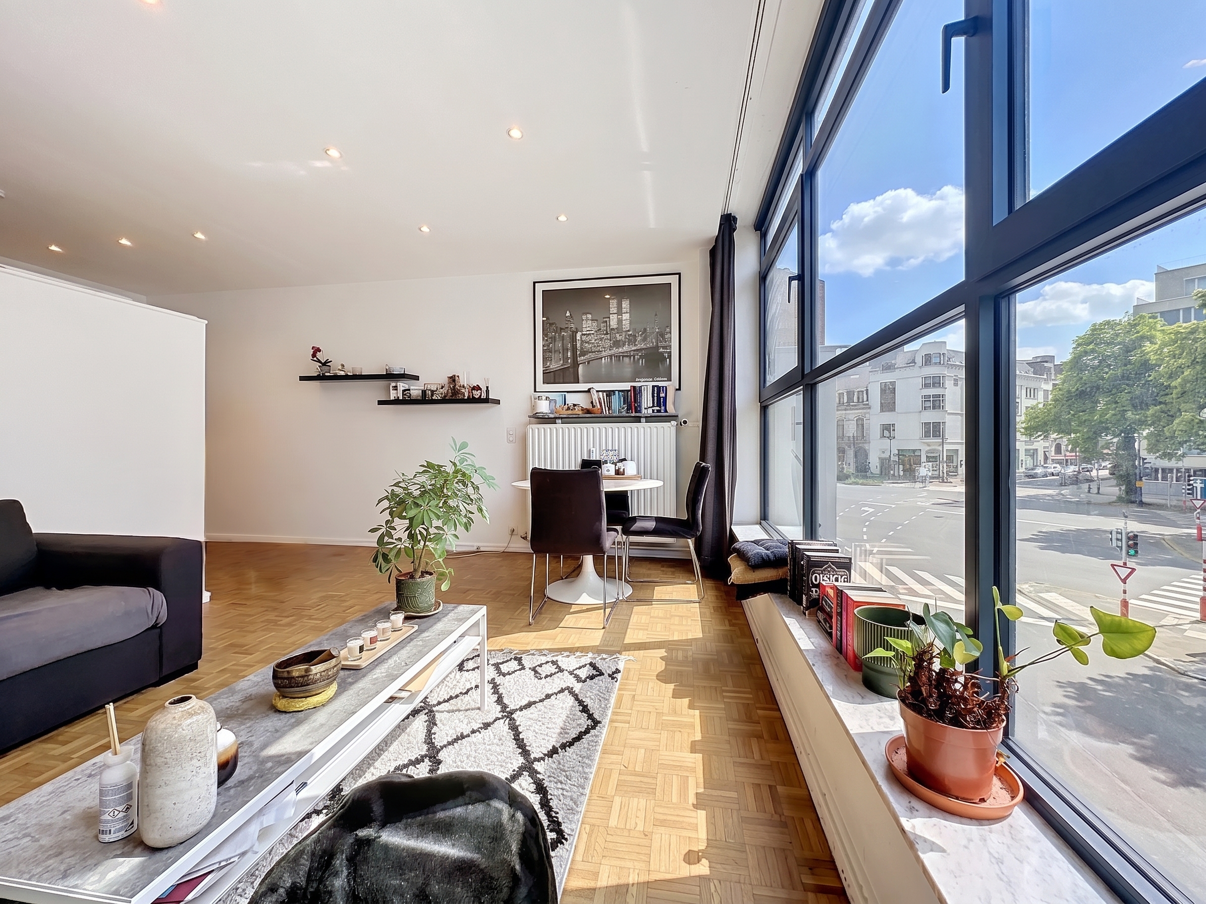 Spacious and bright furnished studio with sleeping area and separate kitchen
