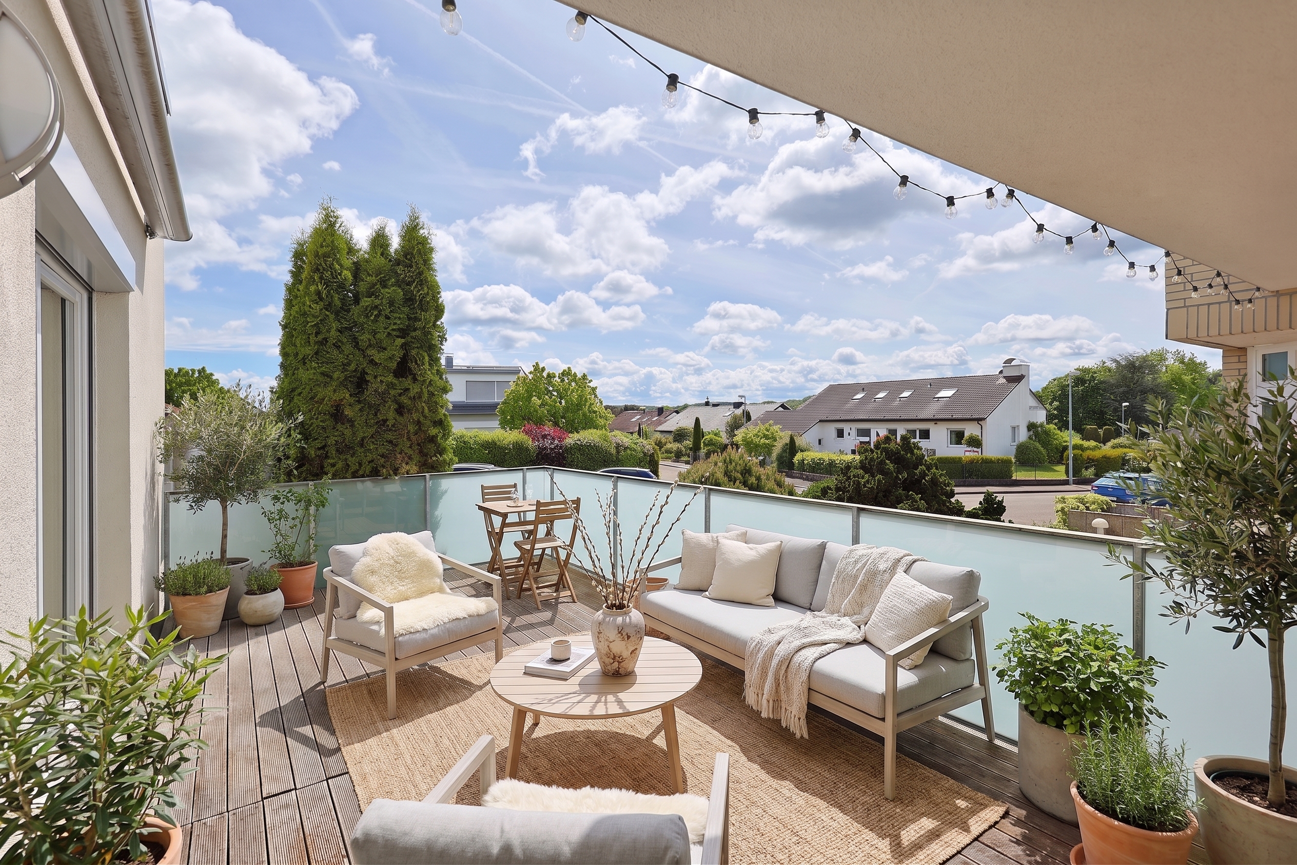 Ankommen und wohlfühlen – modernes Wohnen mit Sonnenbalkon [AI-modified]