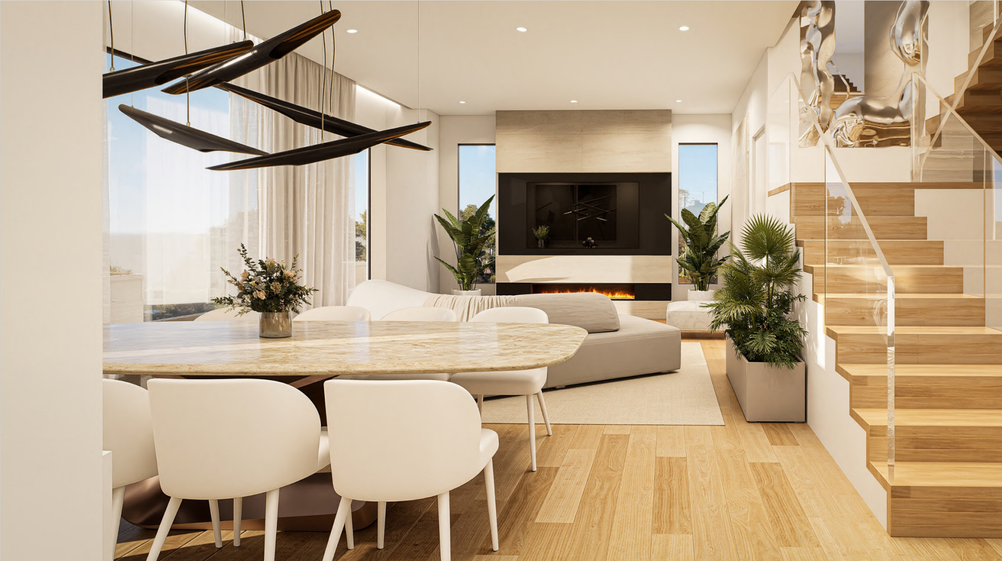 Coastal view living maisonette