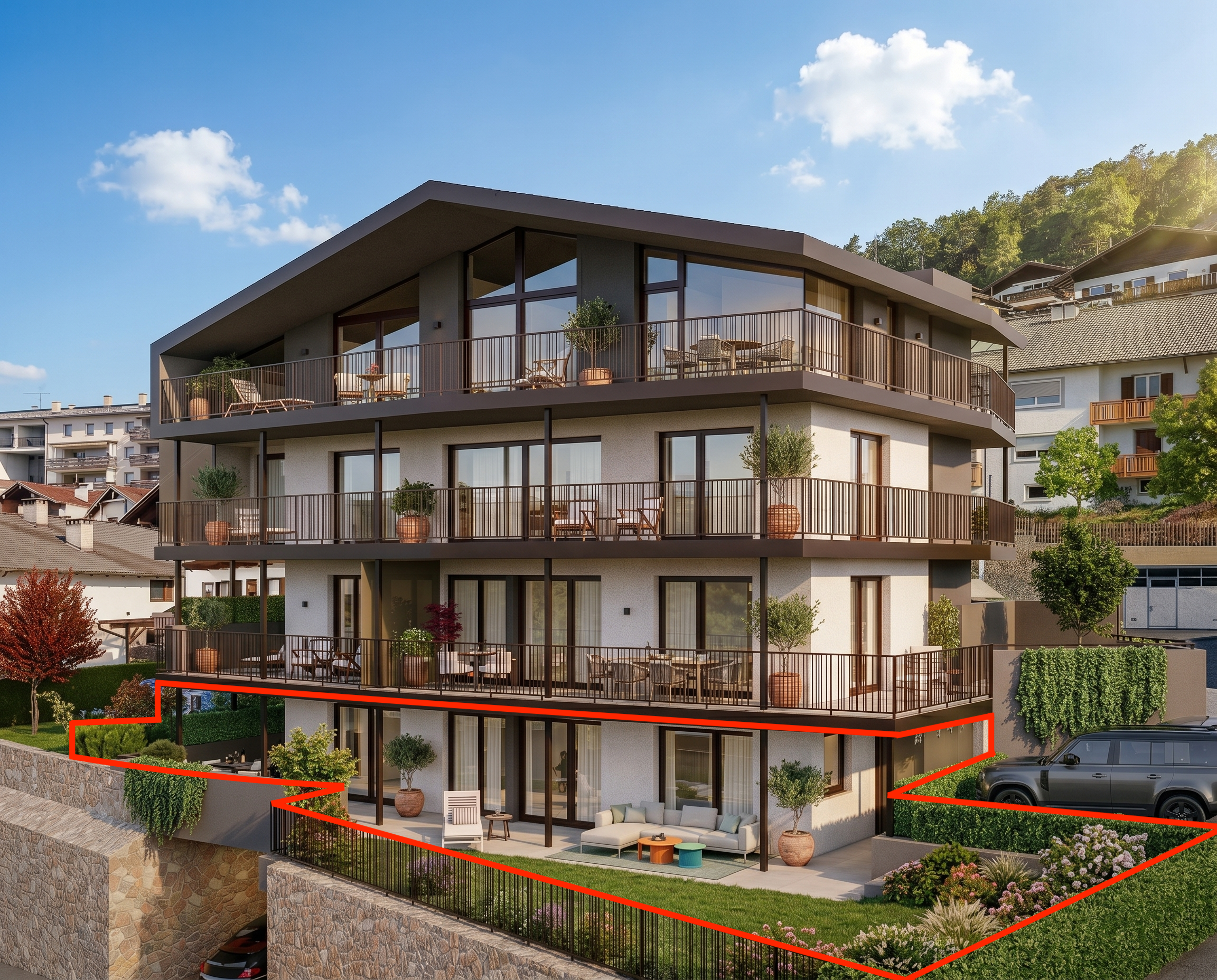 Exclusive 4-room garden apartment with Dolomite views - W1