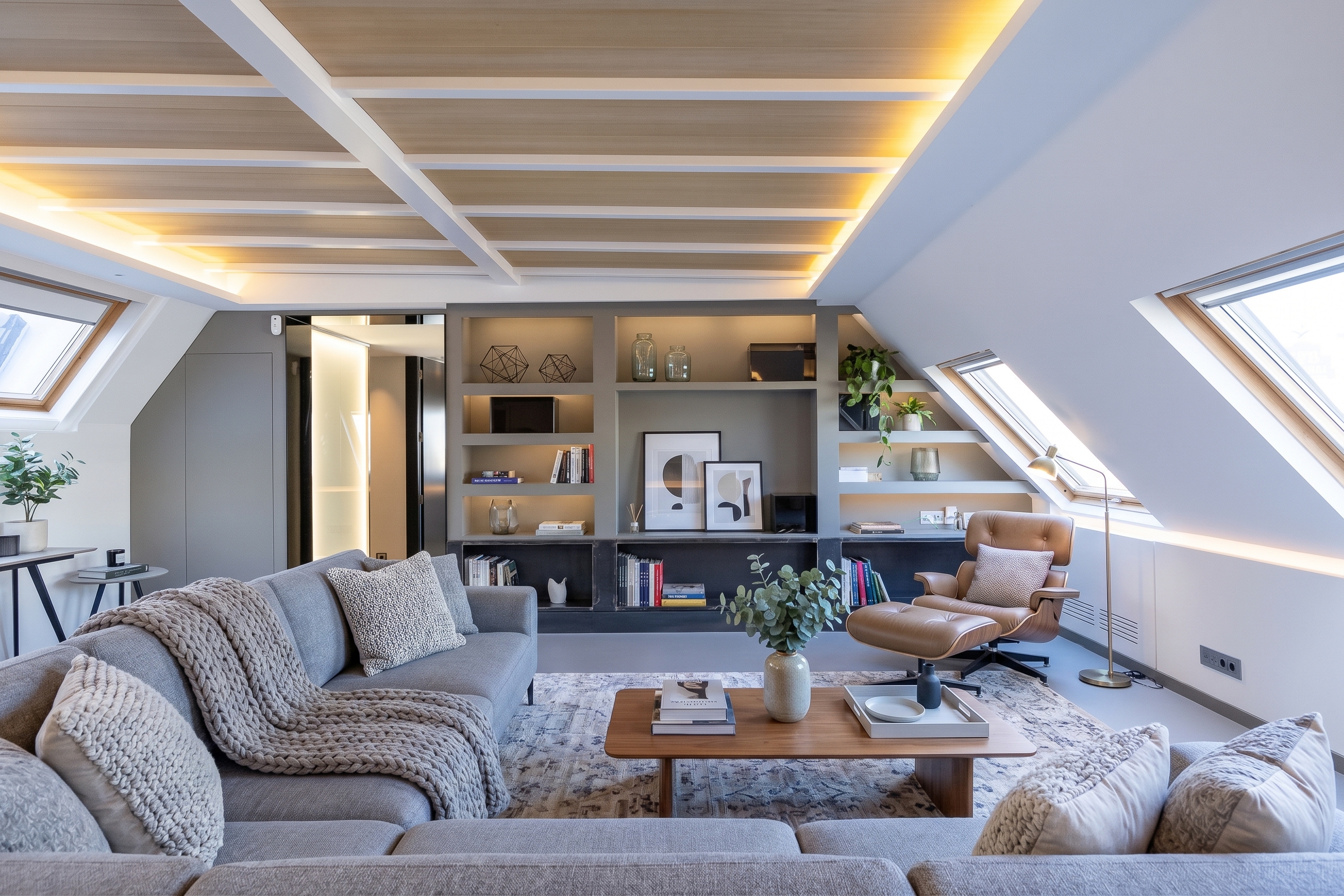 Contemporary penthouse with distinctive architecture and garage in Madrid’s Golden Mile [Editat amb IA]