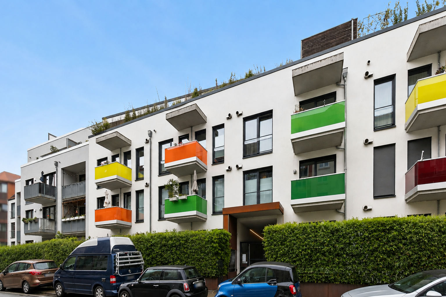 Farbakzente außen - Wohnqualität innen!                             Großzügiges Maisonette-Wohnen mit Haus-im-Haus-Charakter