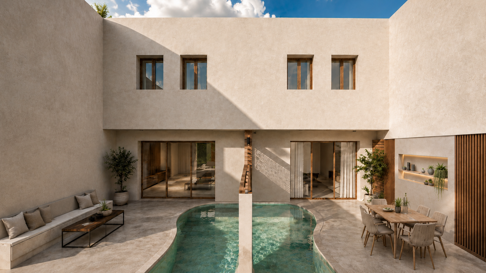 Residencial Infinity: Your new build urban oasis with a private pool. [AI-modified]
