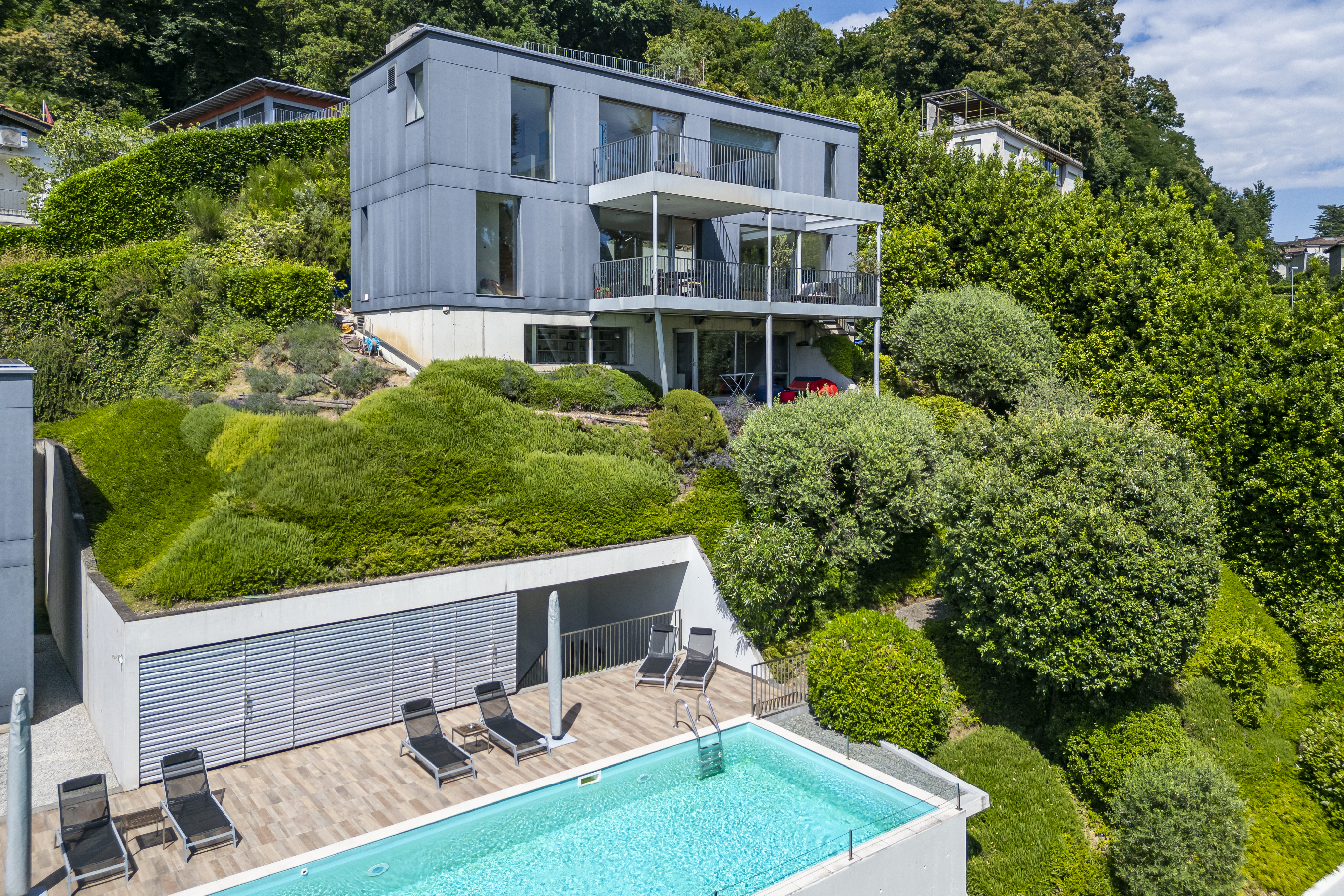 Modern villa with lake views and pool