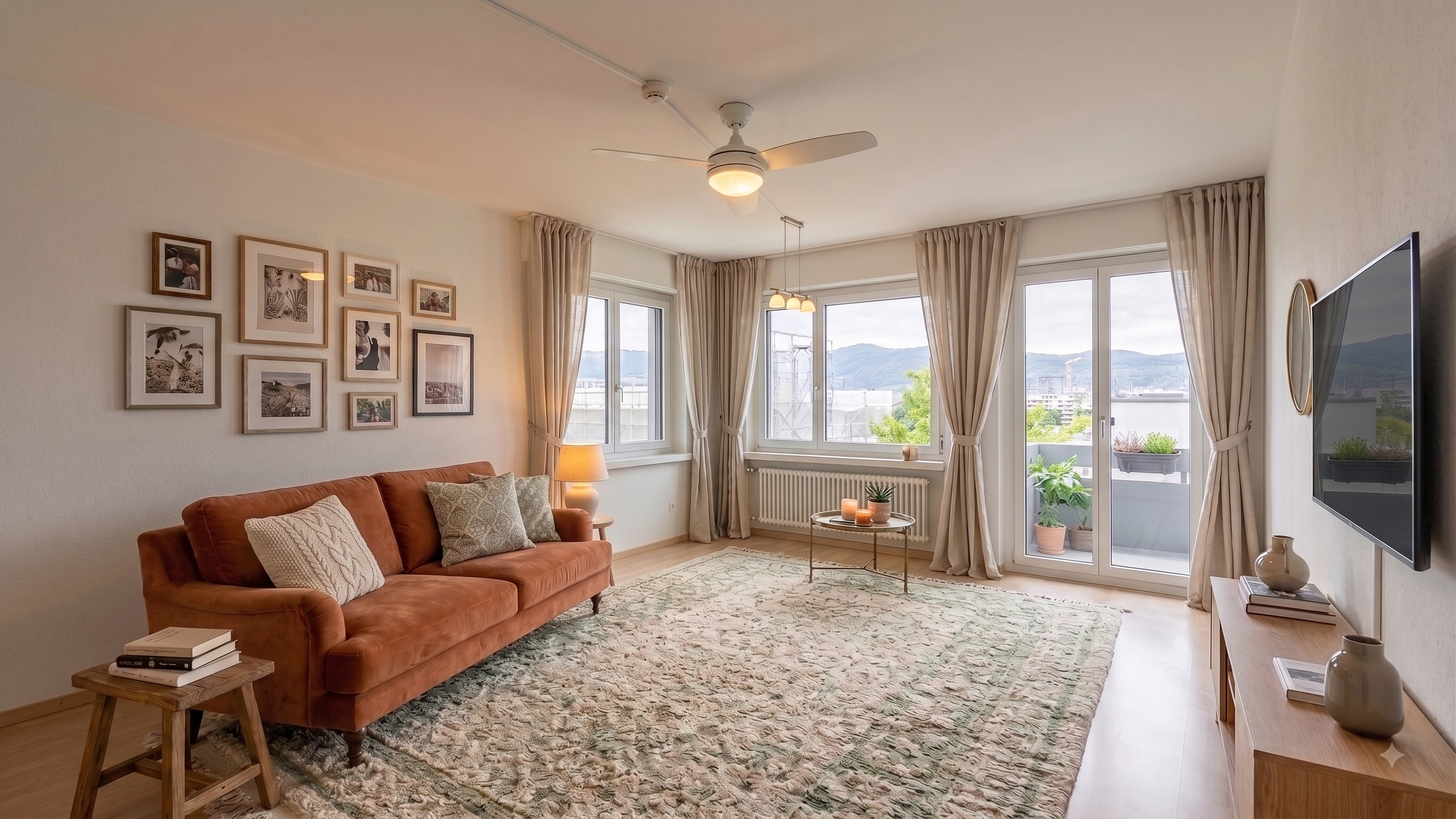 Bright 5.5-room apartment with southwest-facing balcony and green views [Modificato da IA]