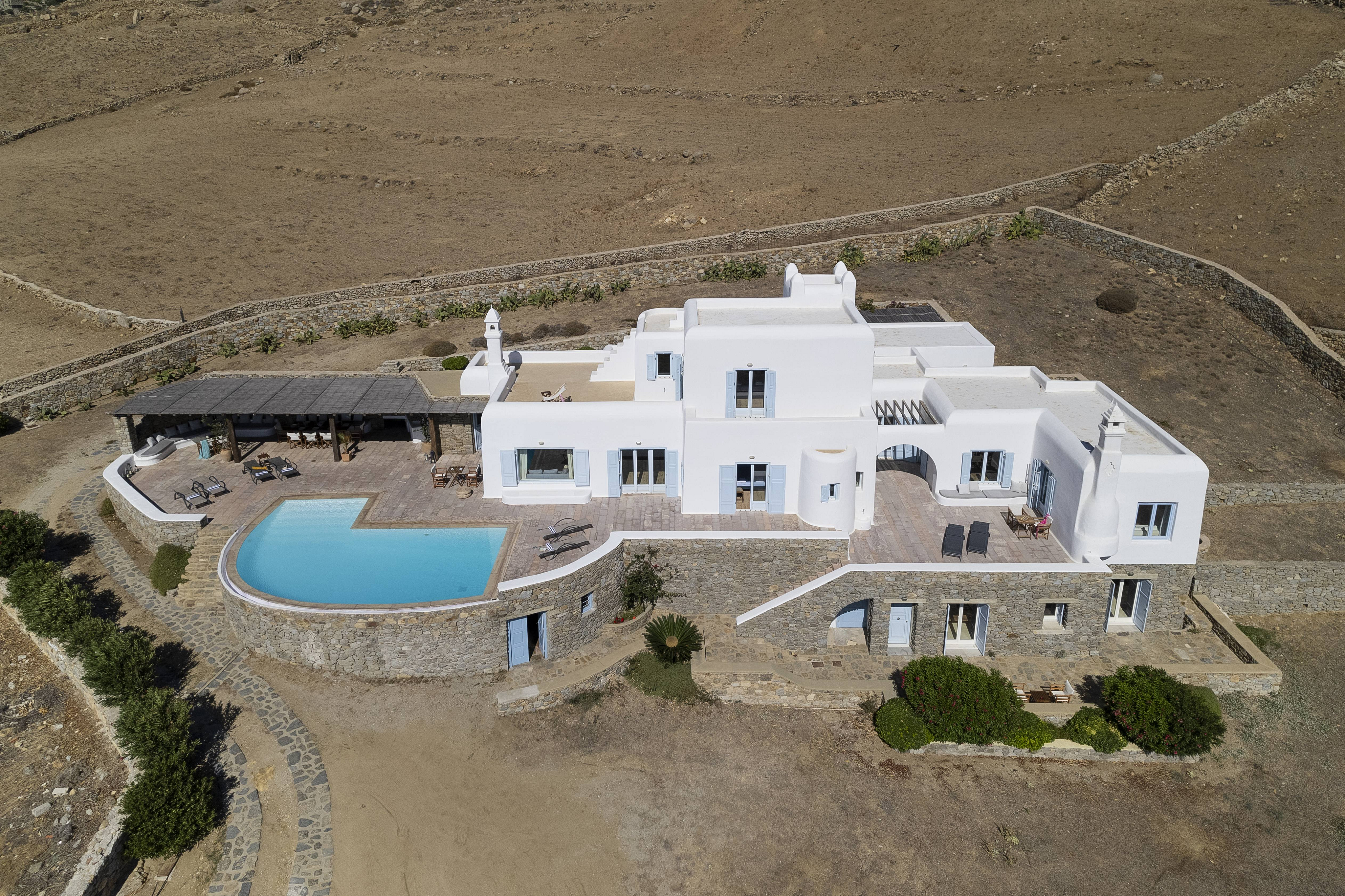 Authentic Cycladic villa with panoramic views near Lia Beach, Mykonos