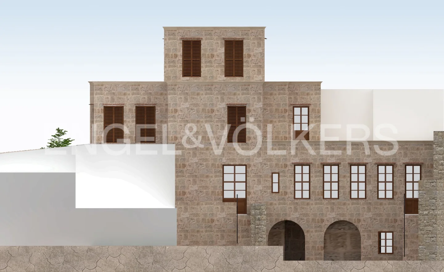Herrenhausruine aus dem 15. Jahrhundert mit Panoramablick in der Altstadt von Rhodos