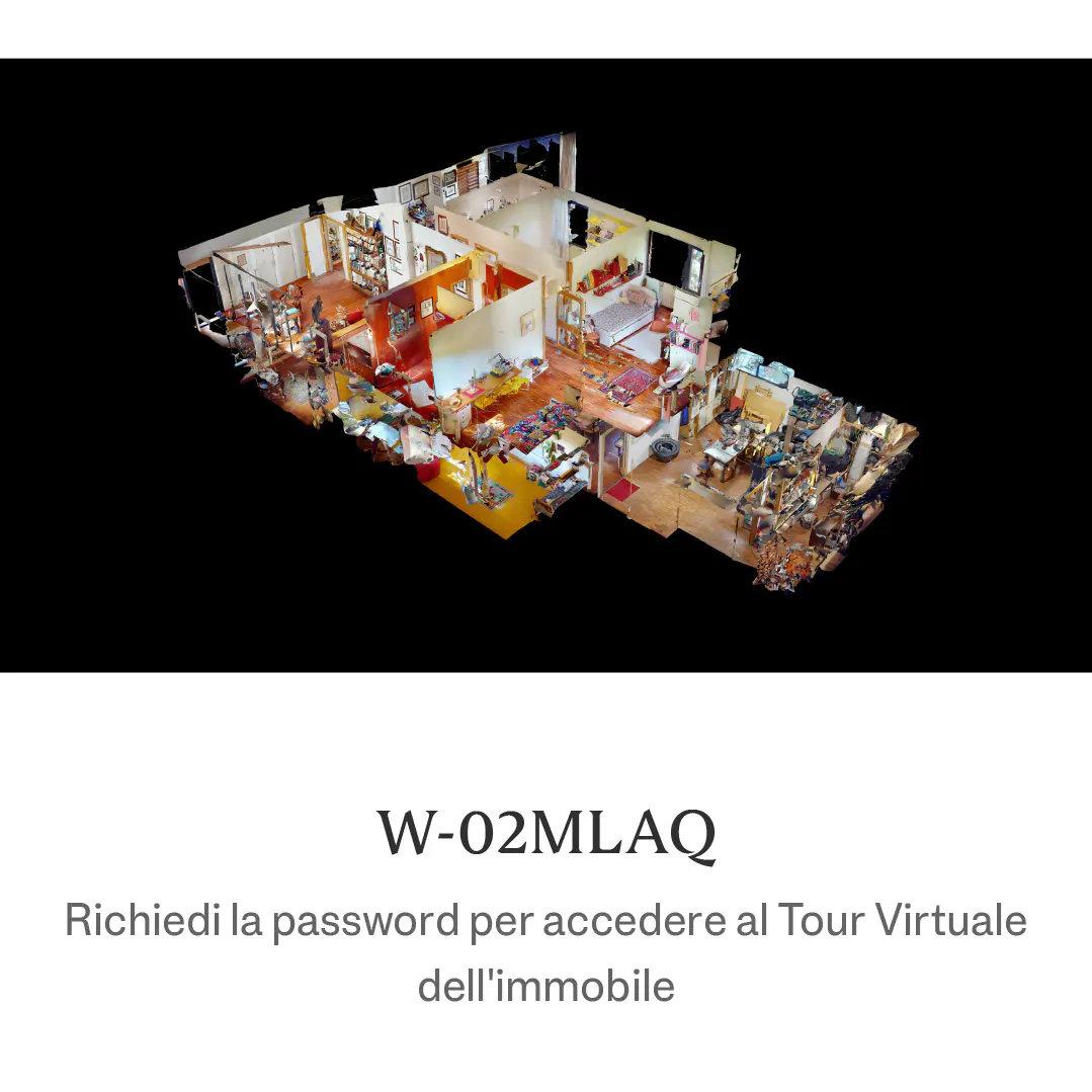 3D floor plan of a house, showing rooms with furniture, on a black background.