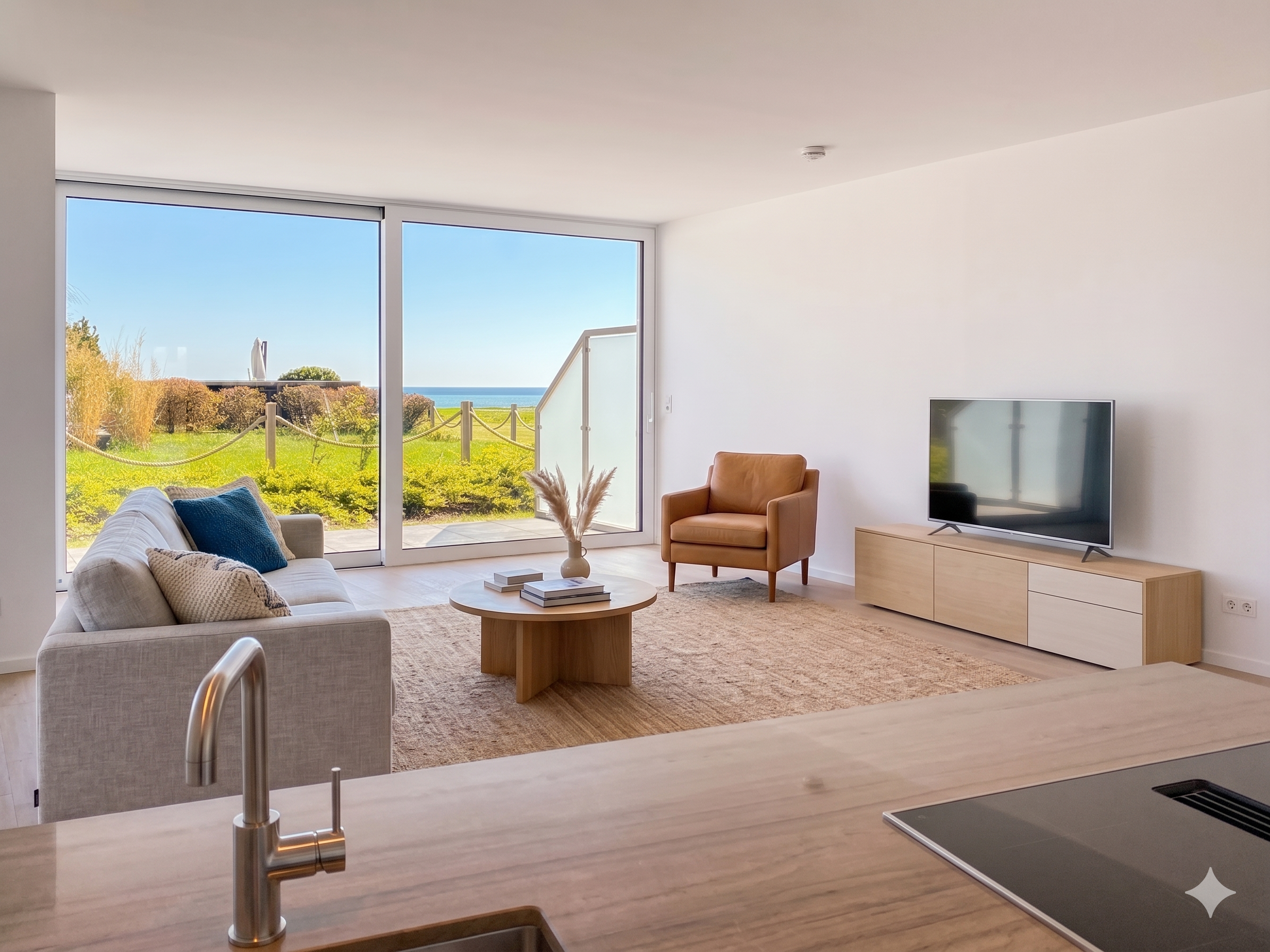 Meeresbrise Schönhagen - Neubau ETW - unverbaubarer Ostseeblick [AI-modified]
