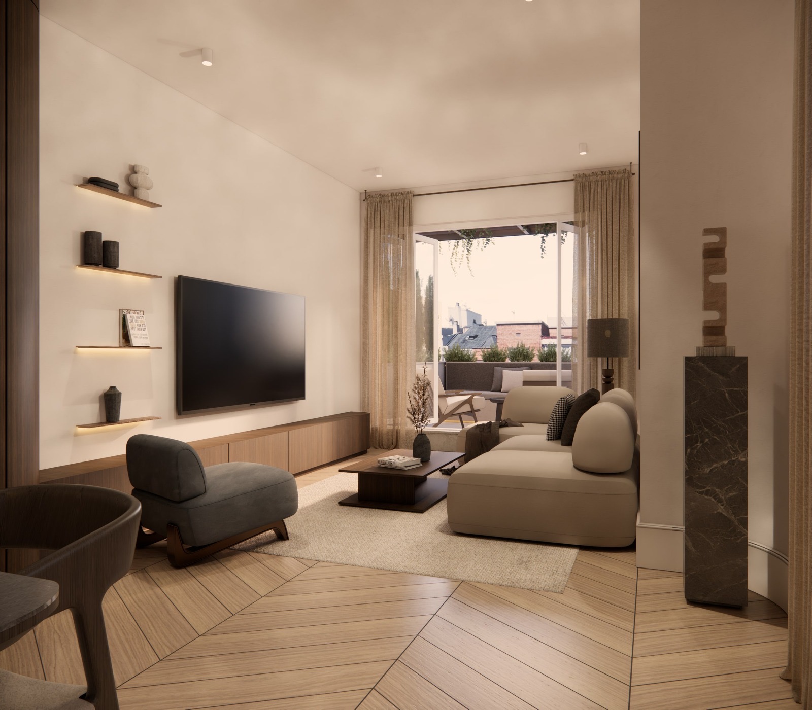 Charming penthouse with a magnificent 13 m2 terrace. [AI-modified]
