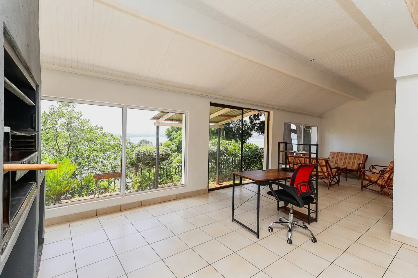 Dining and enclosed entertainment space