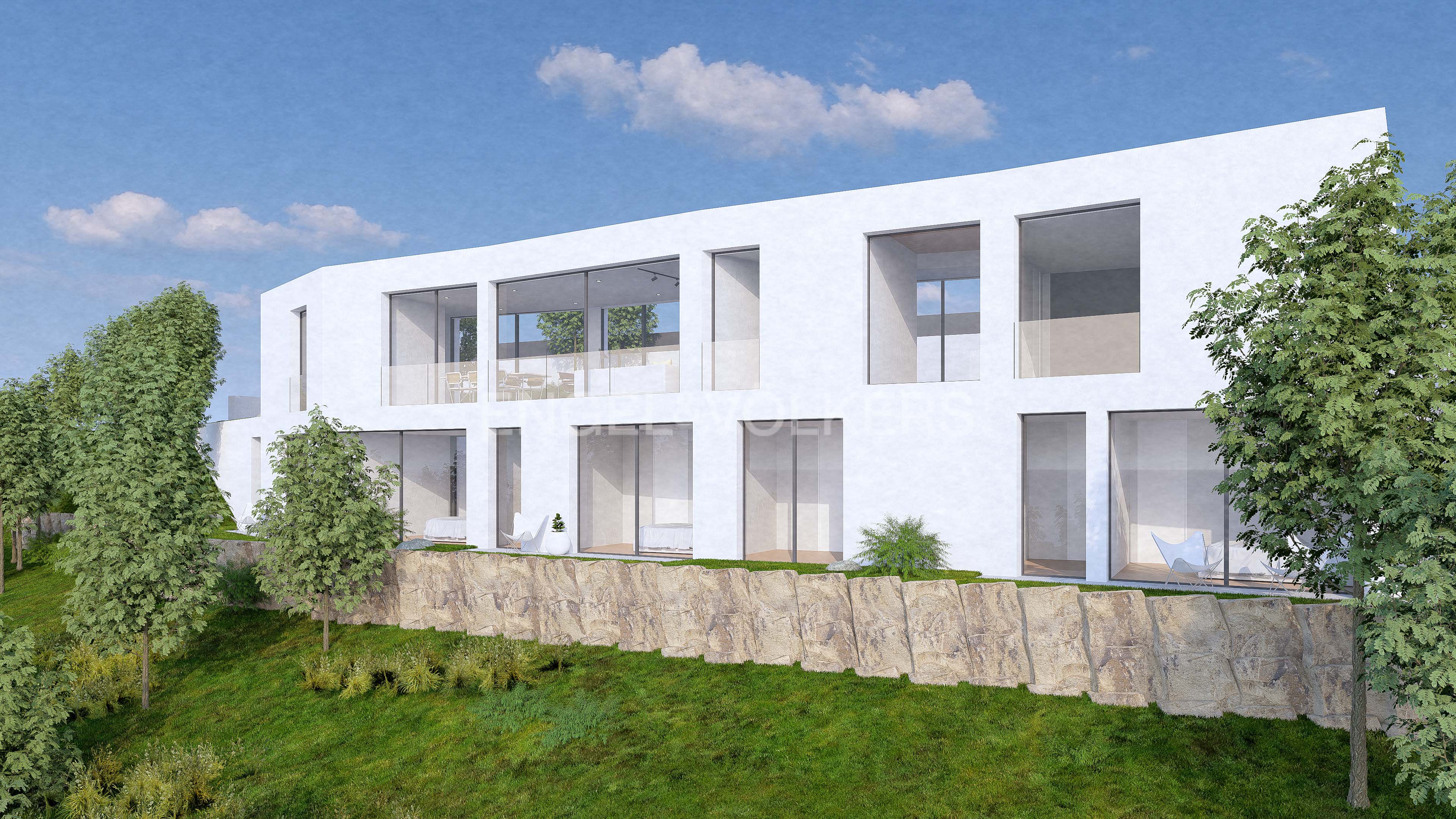 Newly built detached chalet with sea views