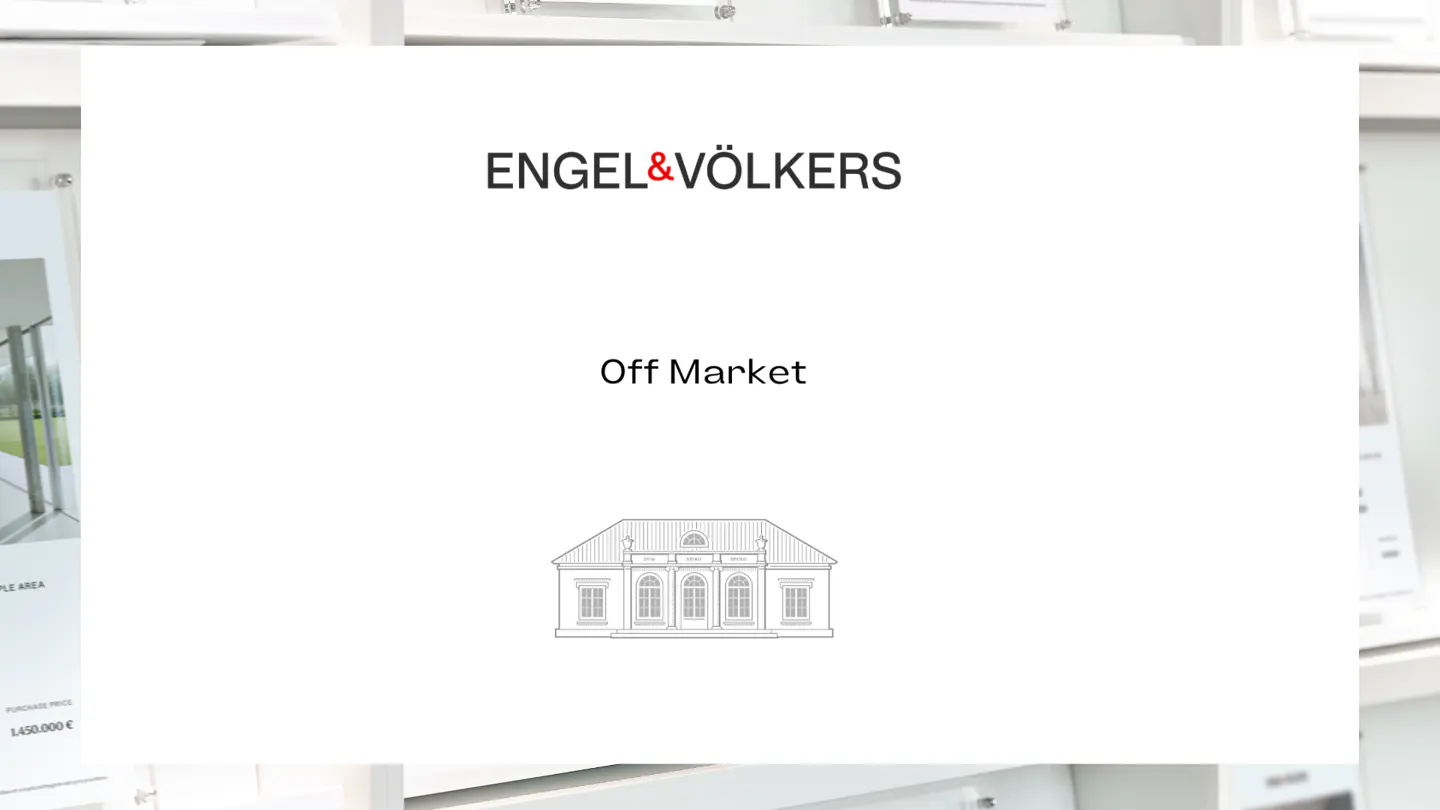 Engel & Völkers "Off Market" real estate listing with a line drawing of a house.