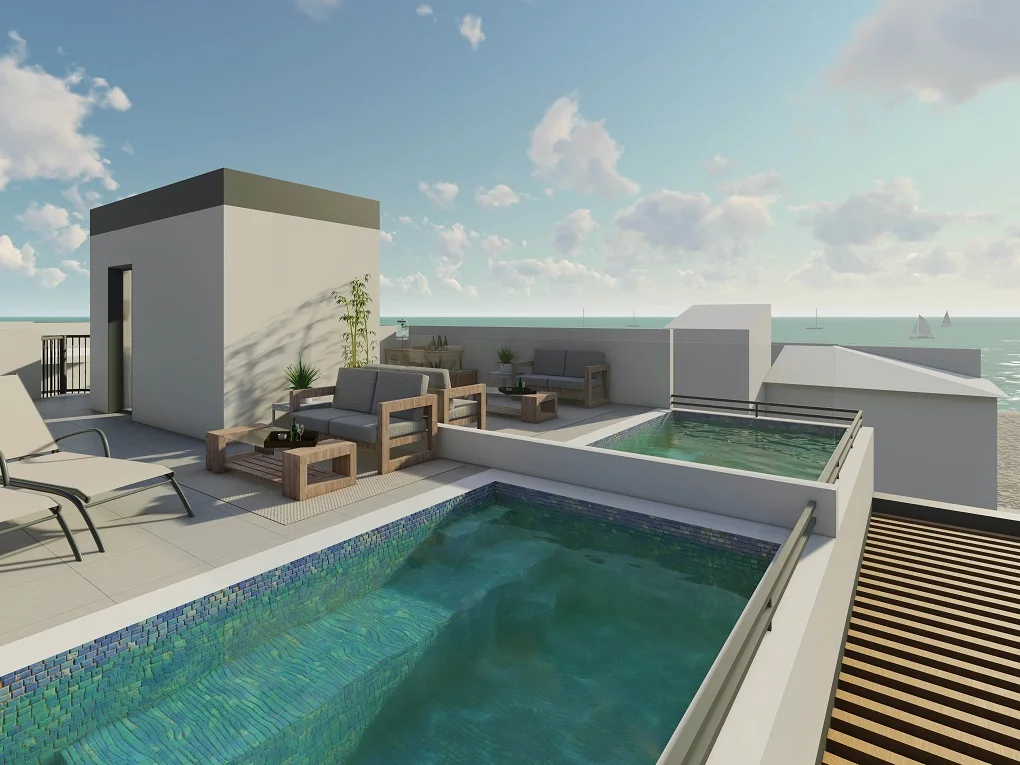 Magnífico ático dúplex con terrazas, piscina privada y vistas al mar