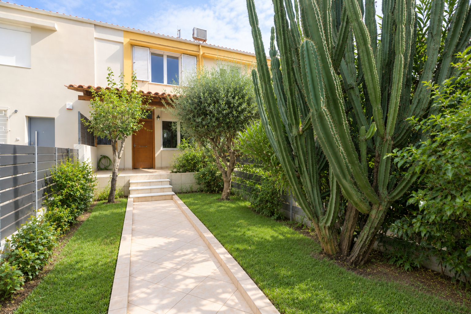 Two-storey house with garden and fireplace near Nea Filadelfia Grove [AI-modified]