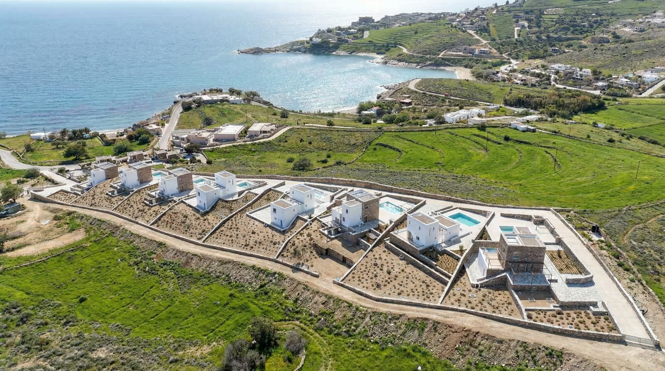 Complex of eight luxury villas with sea view in Koundouros, Kea