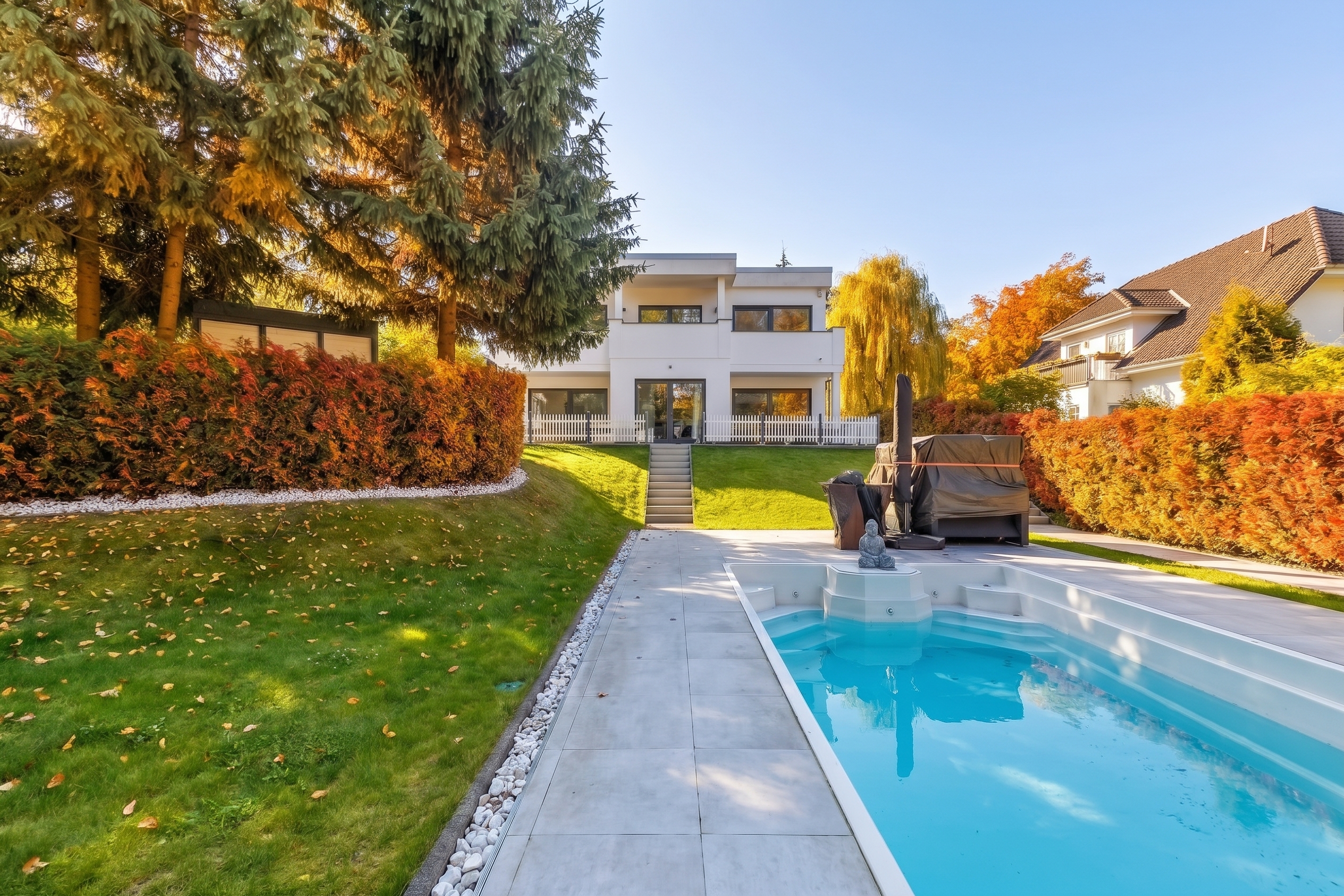 Architektonische Eleganz – Exklusive Bauhausvilla mit privatem Resortgefühl [AI-modified]