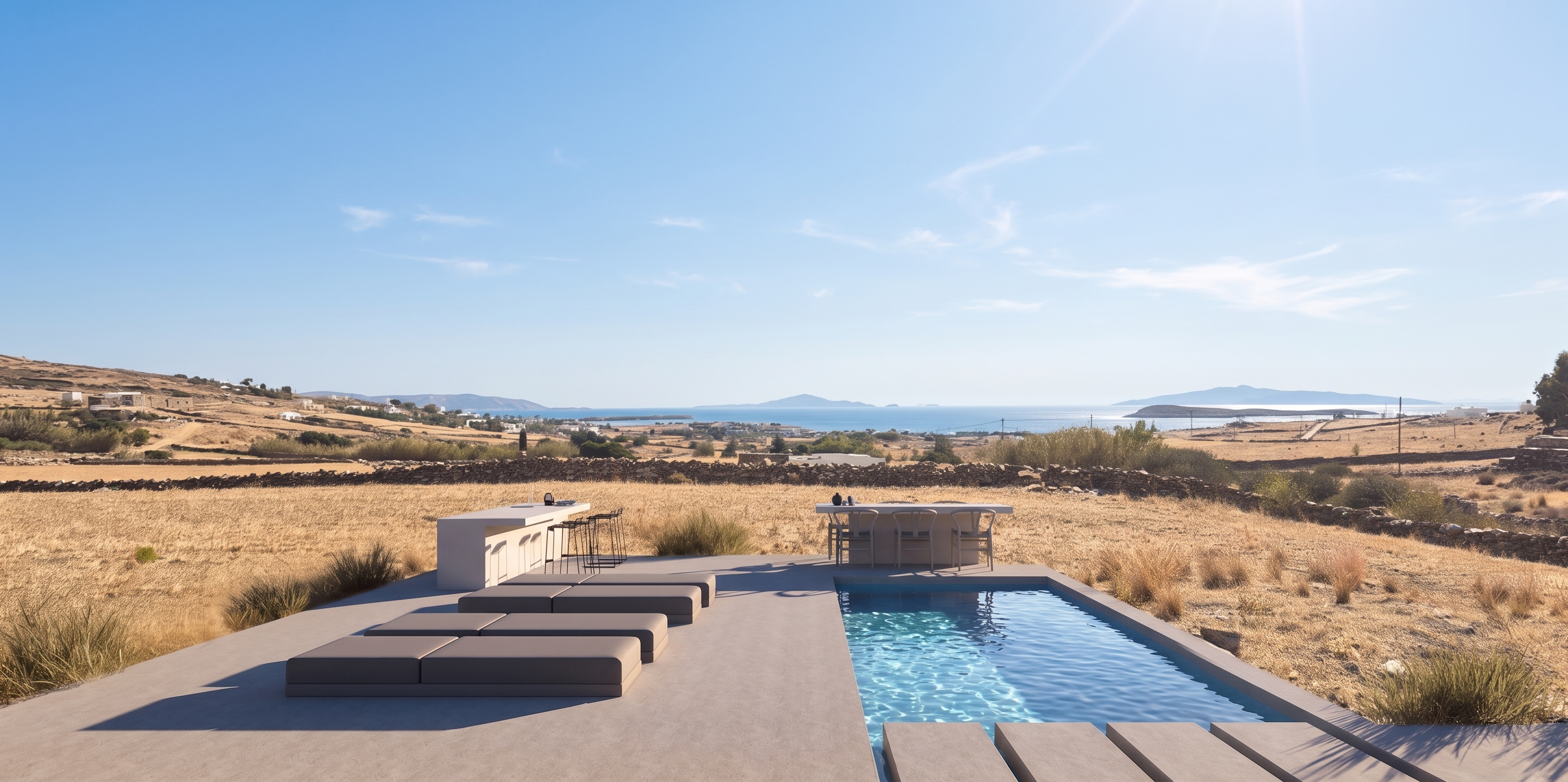 Spacious Cycladic villa with rooftop garden and pool in Paros