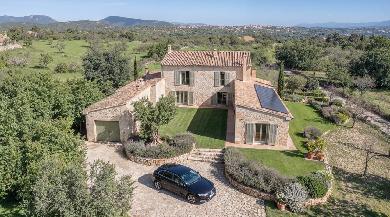 Authentisches mediterranes Landhaus mit Blick auf die Berge und das Dorf
