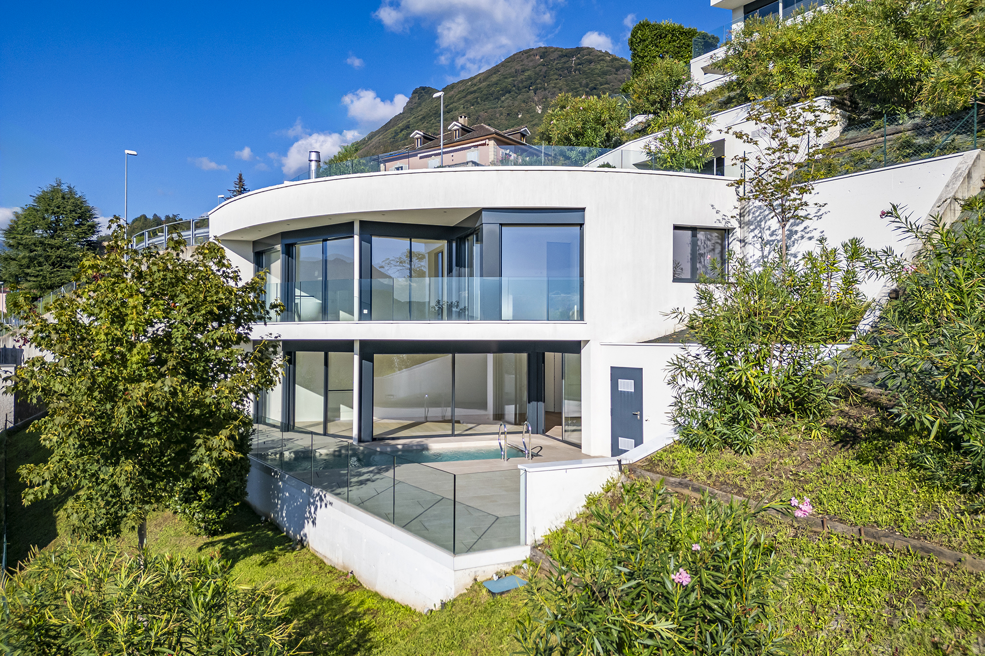 Sunny villa with a swimming pool and views