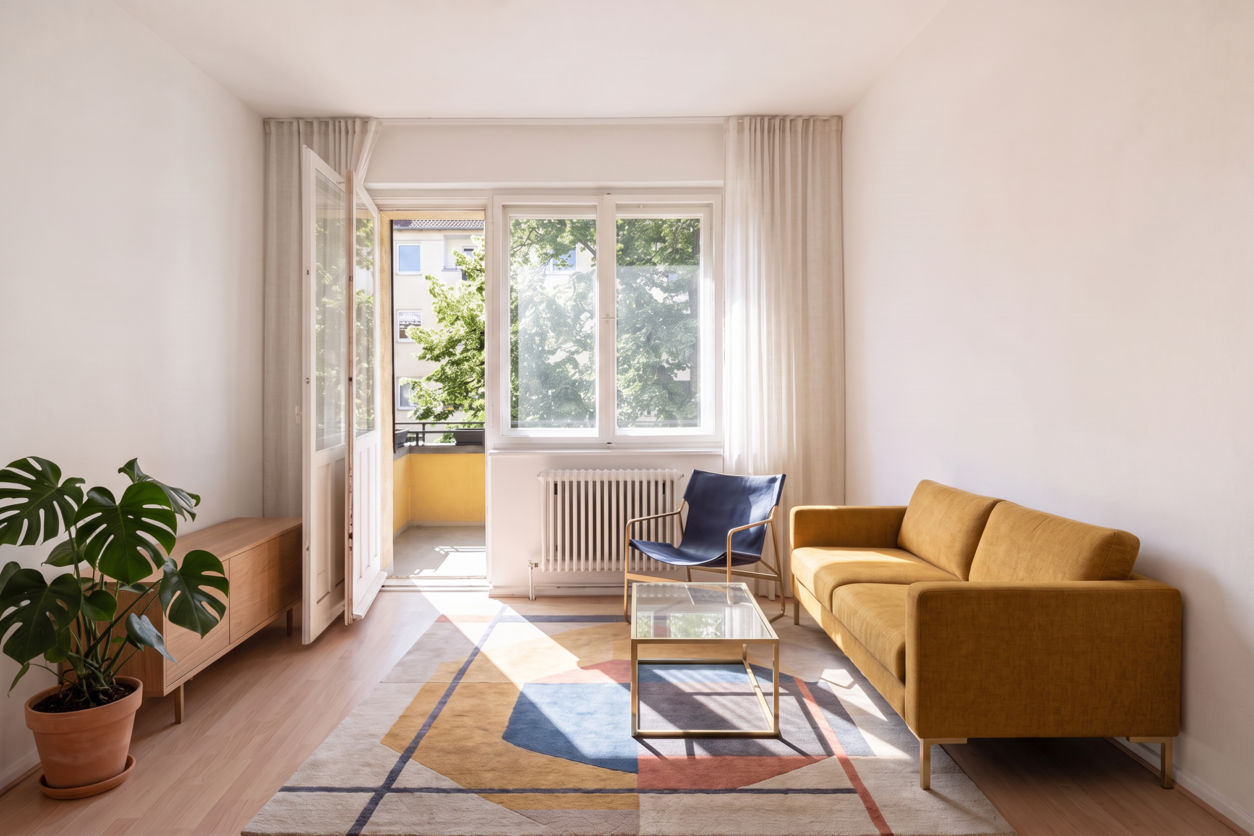 Urban Retreat with Balcony: Quietly Located Period Apartment in Neukölln [AI-modified]