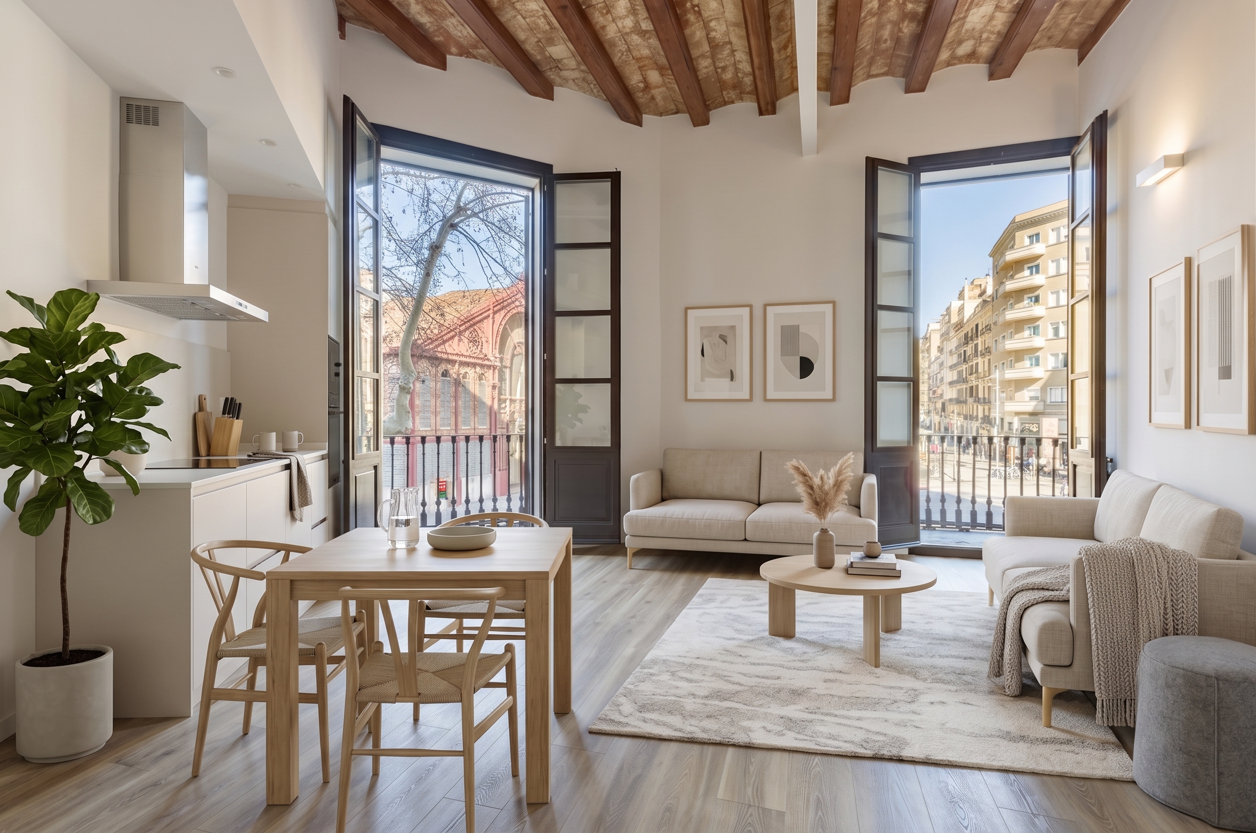 Charming new exterior apartment with 3 balconies in Eixample [AI-modified]