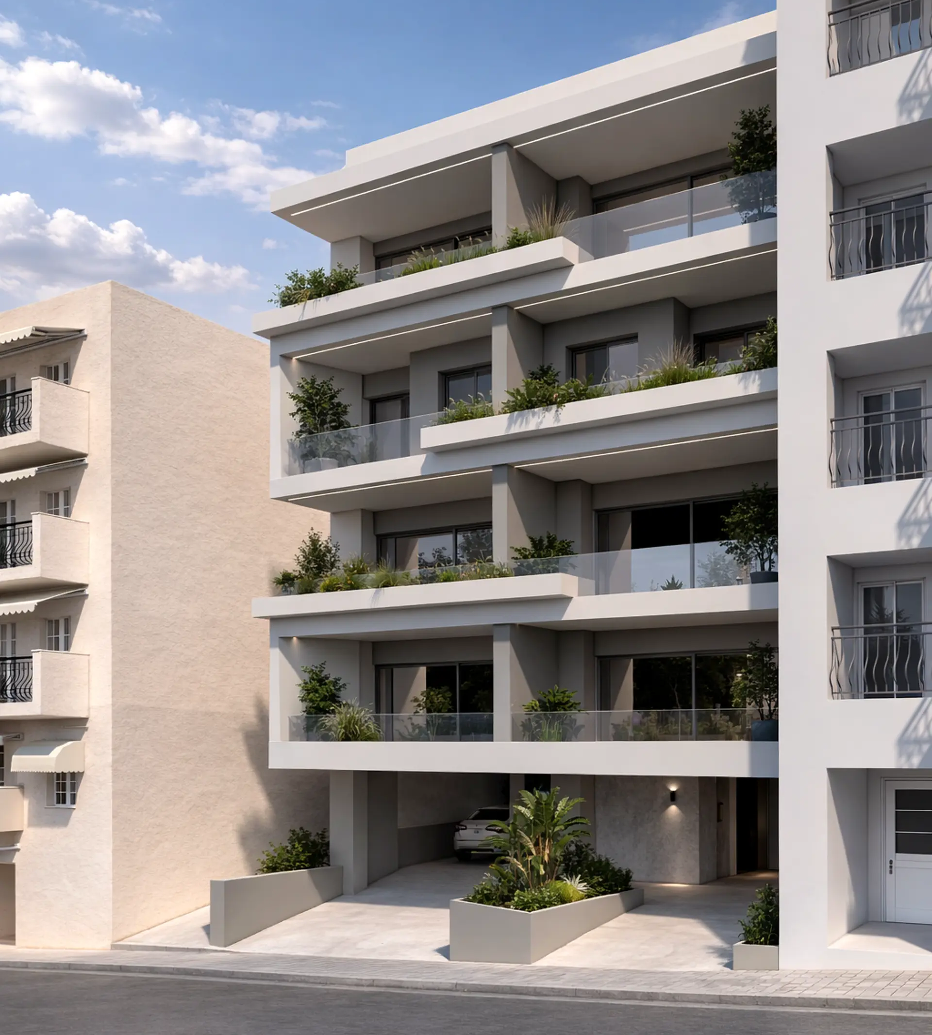 Modern one-bedroom apartment with parking space in Voulgari