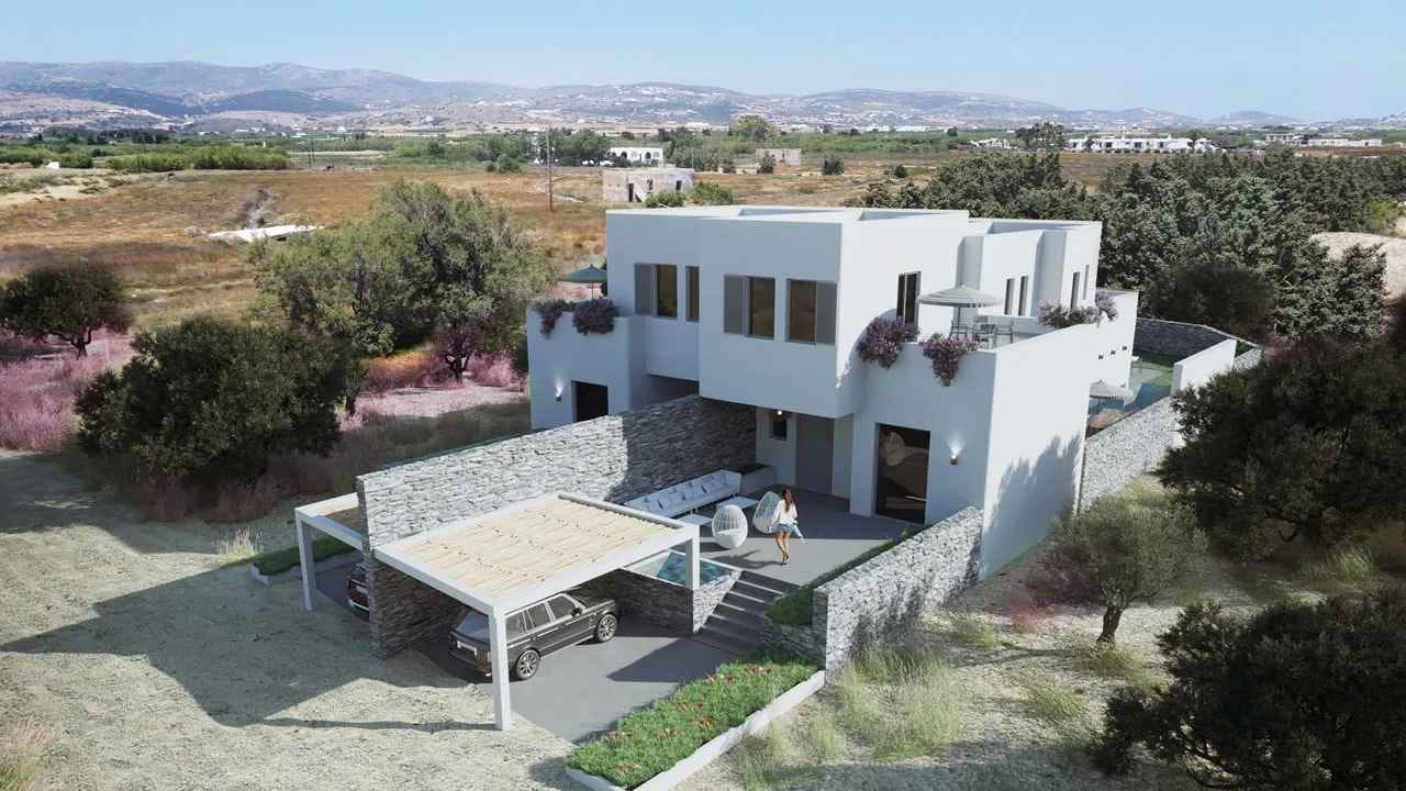 New beachfront luxury villa project Santa Maria Paros