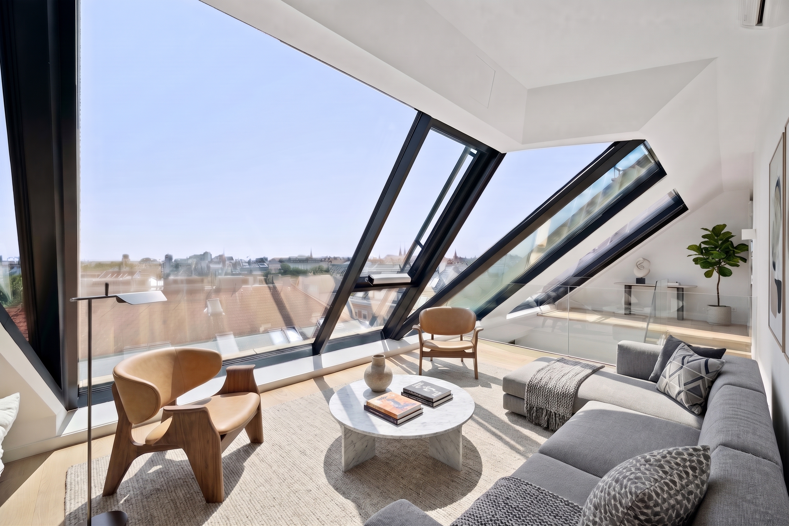 An architectural statement in Vienna’s 9th district – penthouse apartment with breathtaking views [AI-modified]