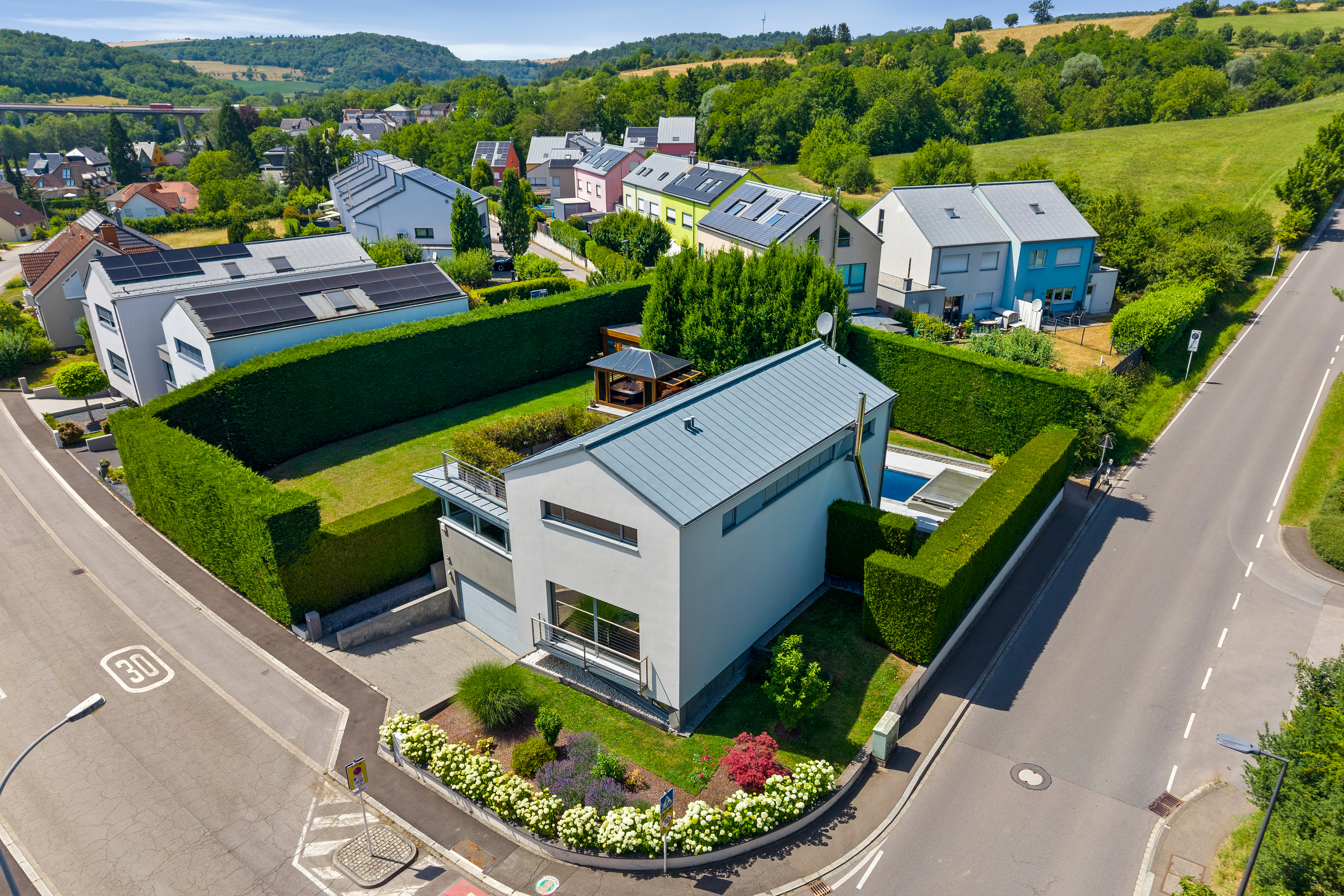 Furnished contemporary villa with heated pool, wellness area and landscaped garden in Mertert