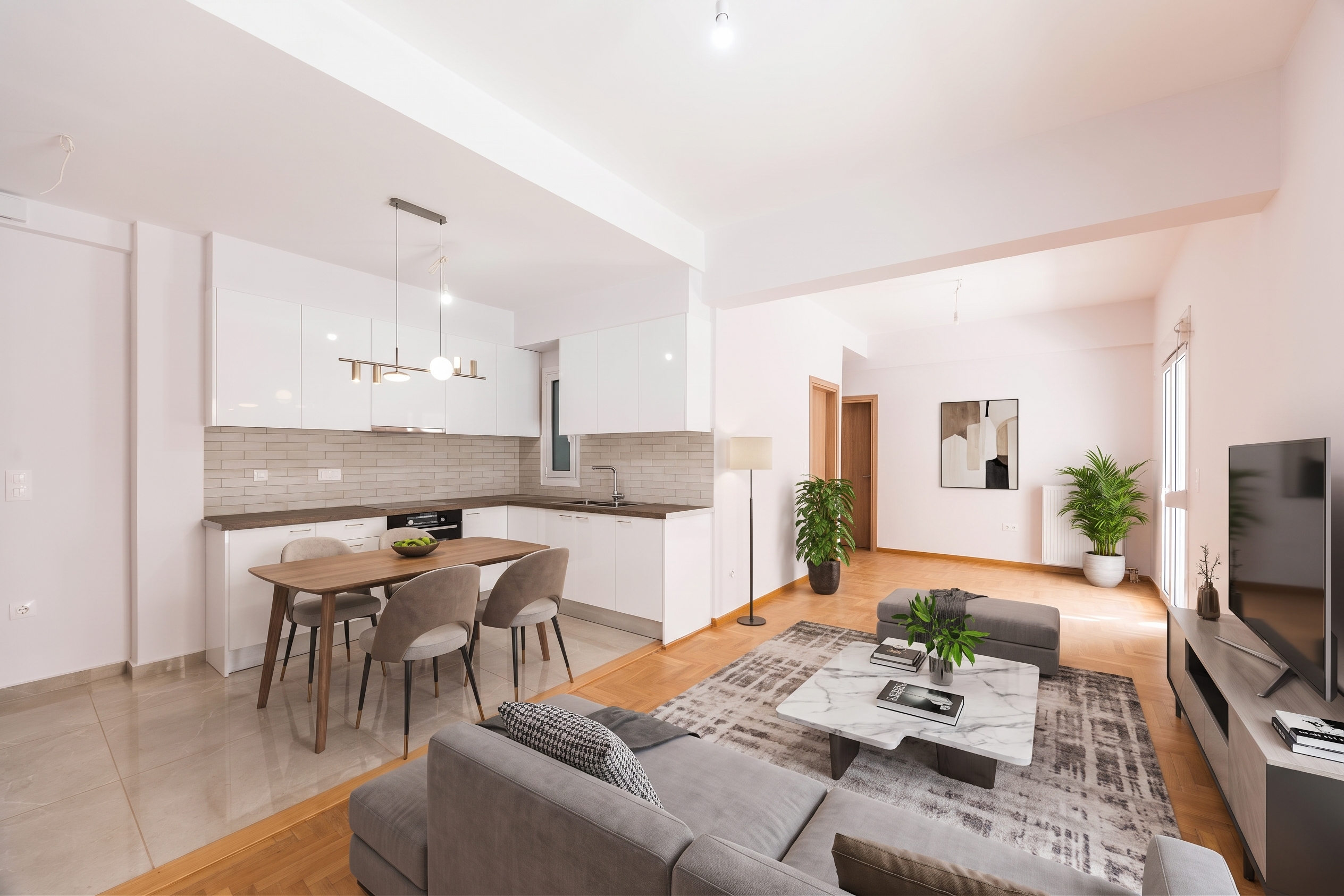 Bright & Fully Renovated apartment with a large balcony in Pangrati [AI-modified]