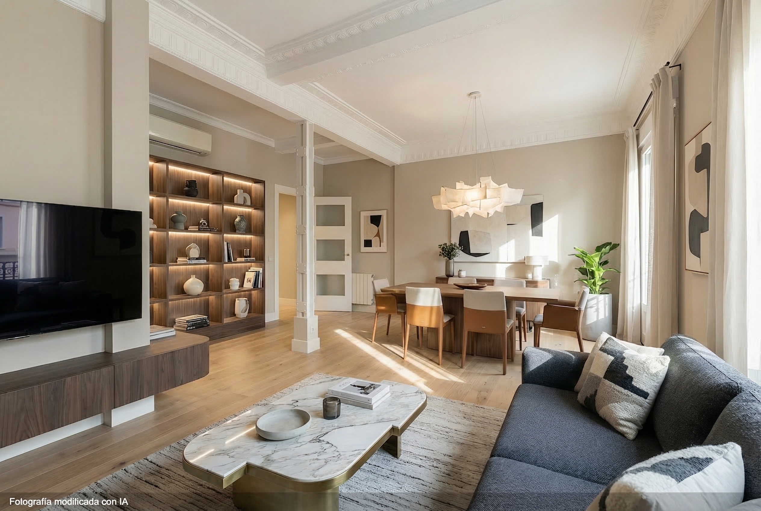Wonderful apartment on Zurbano Street, classic building, representative entrance. [AI-modified]