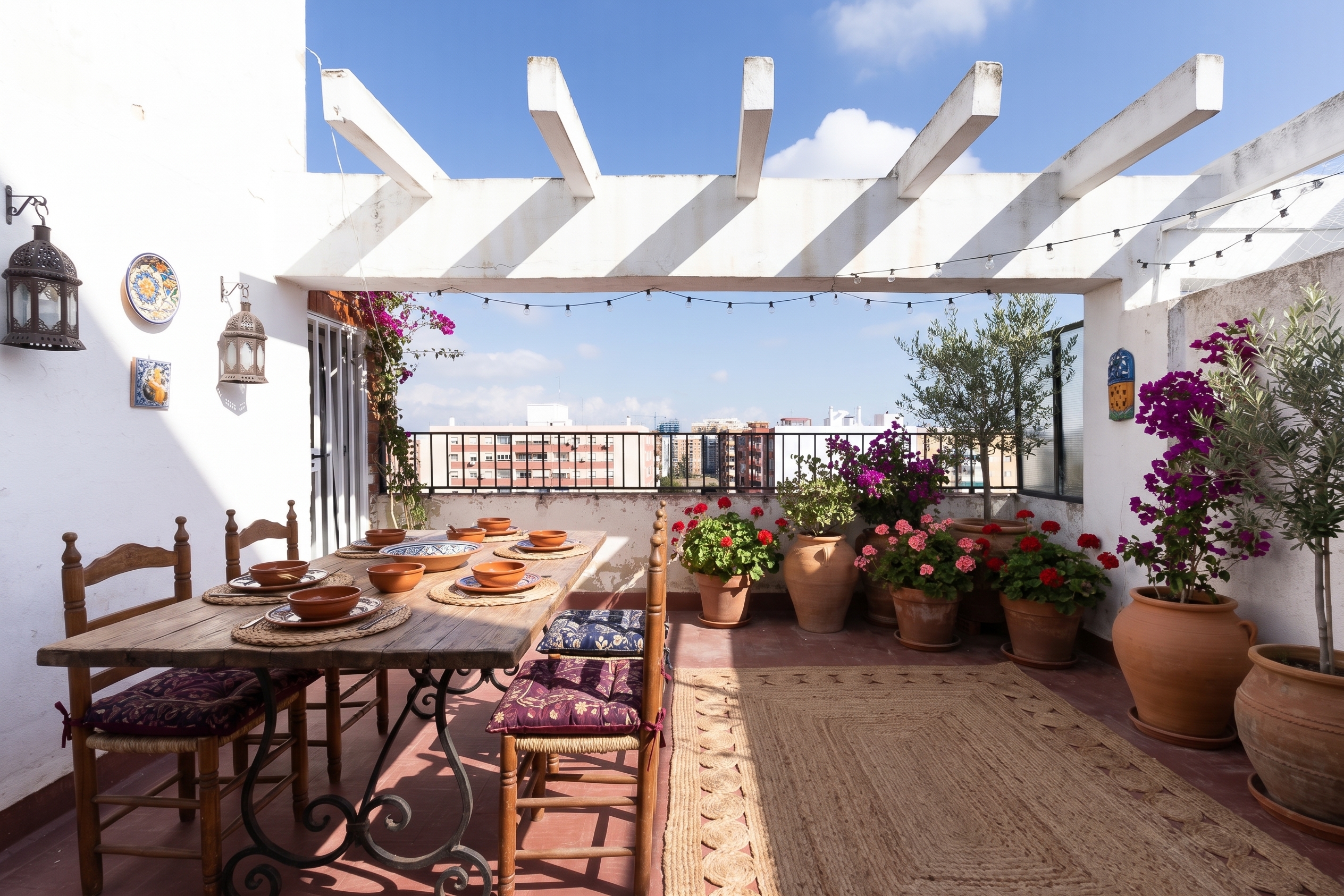 Bright exterior penthouse with a 30 m² terrace in Malilla [AI-modified]