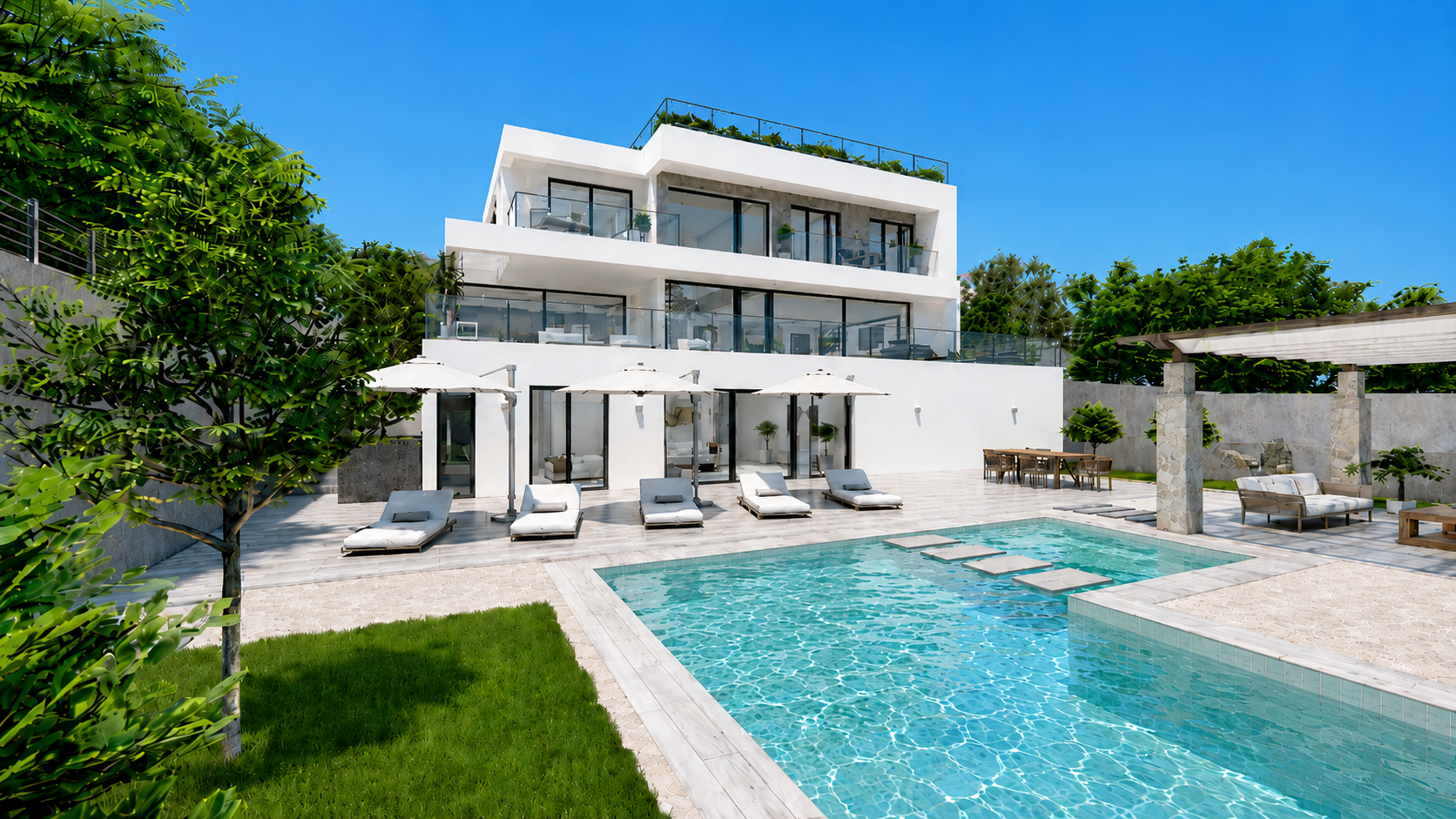 Luxury Villa under Construction with Sea Views, next to Santa Maria Golf Club