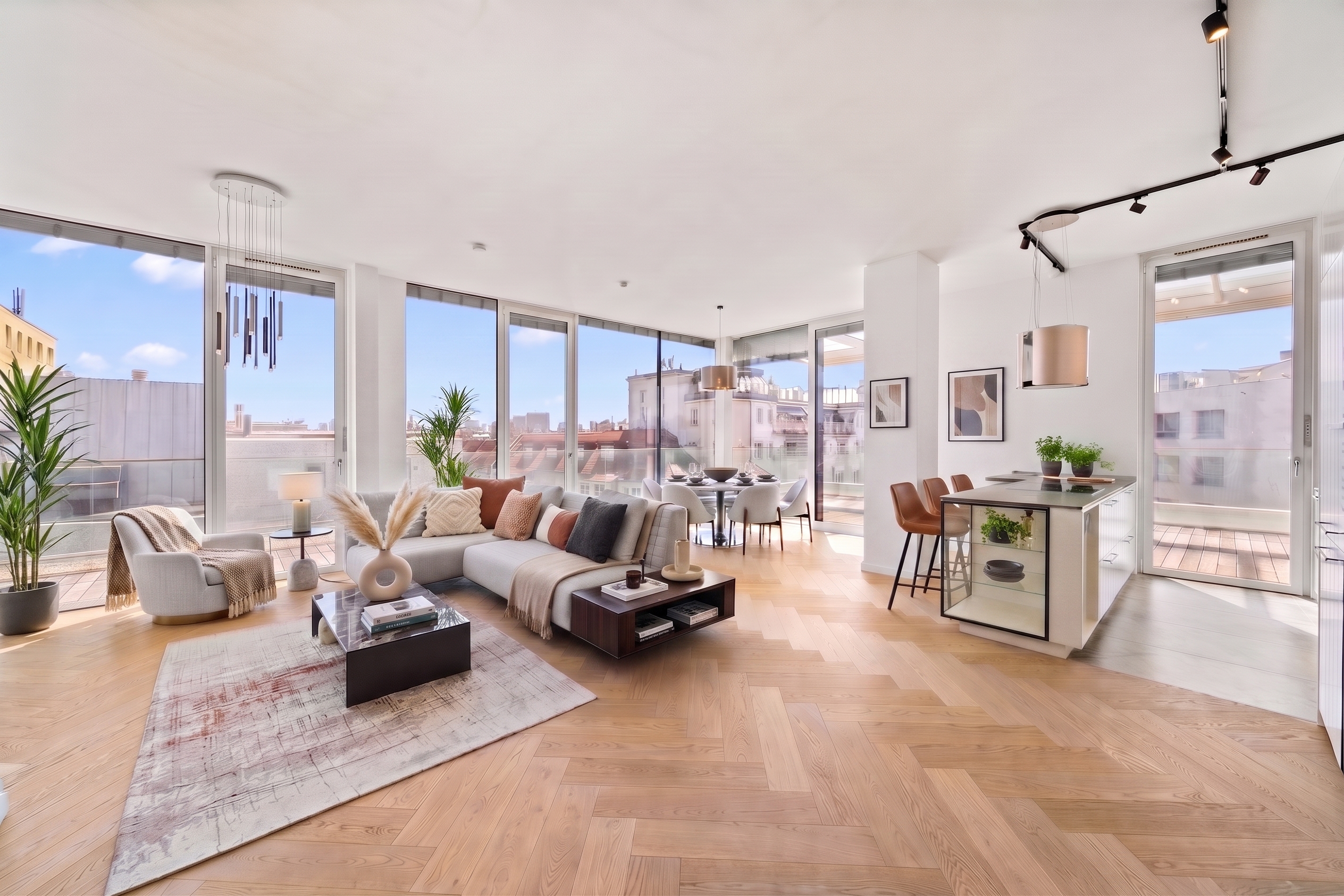 Exquisite top-floor apartment near Stadtpark with impressive views of Vienna