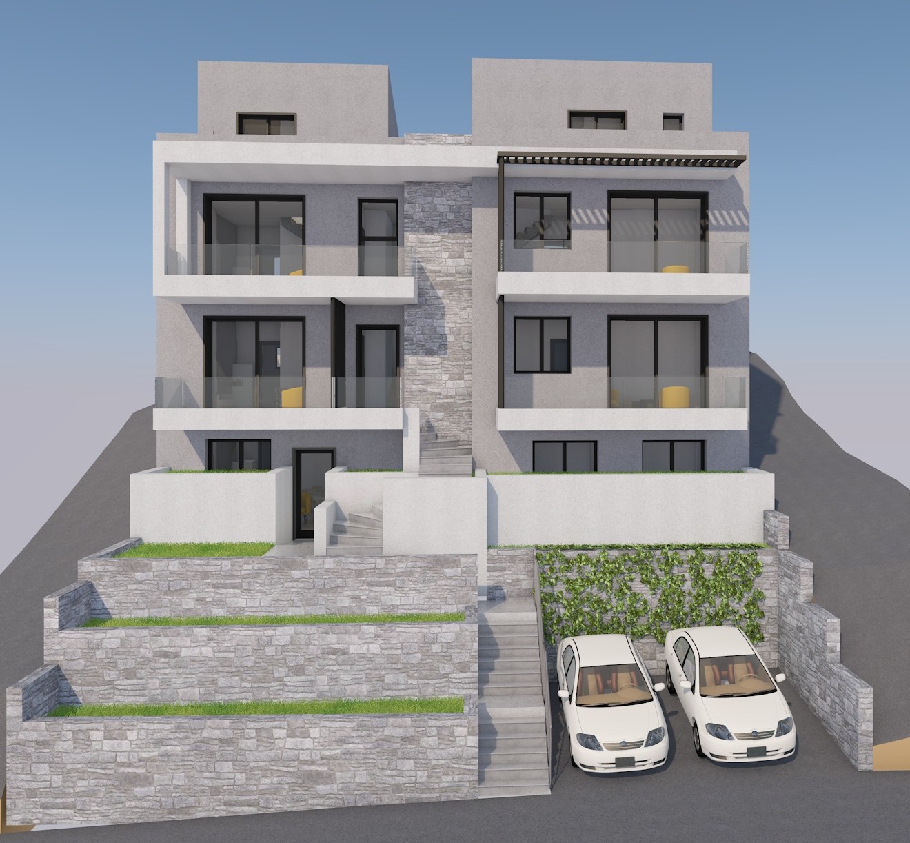 Newly built 2-floor apartment with panoramic sea view