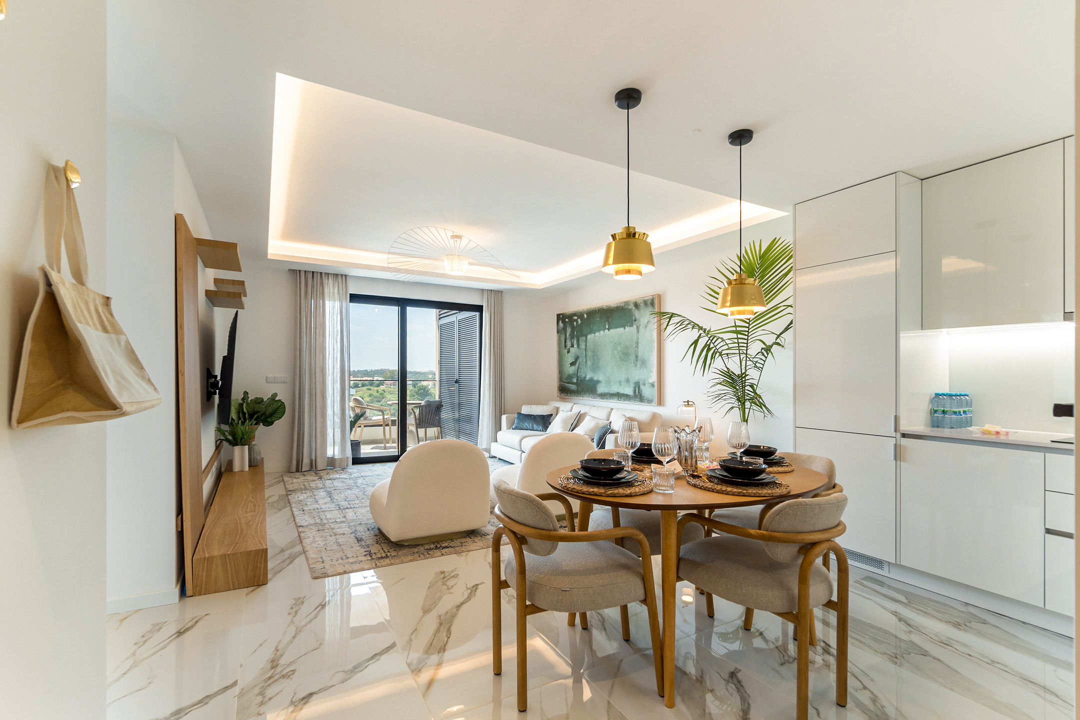 New, modern and elegant beach apartment T1+1, Ground-Floor, with garden and pool