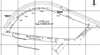 Blueprint of Lot A-3, showing property lines, dimensions, and a surface area of 3486.05 square meters.