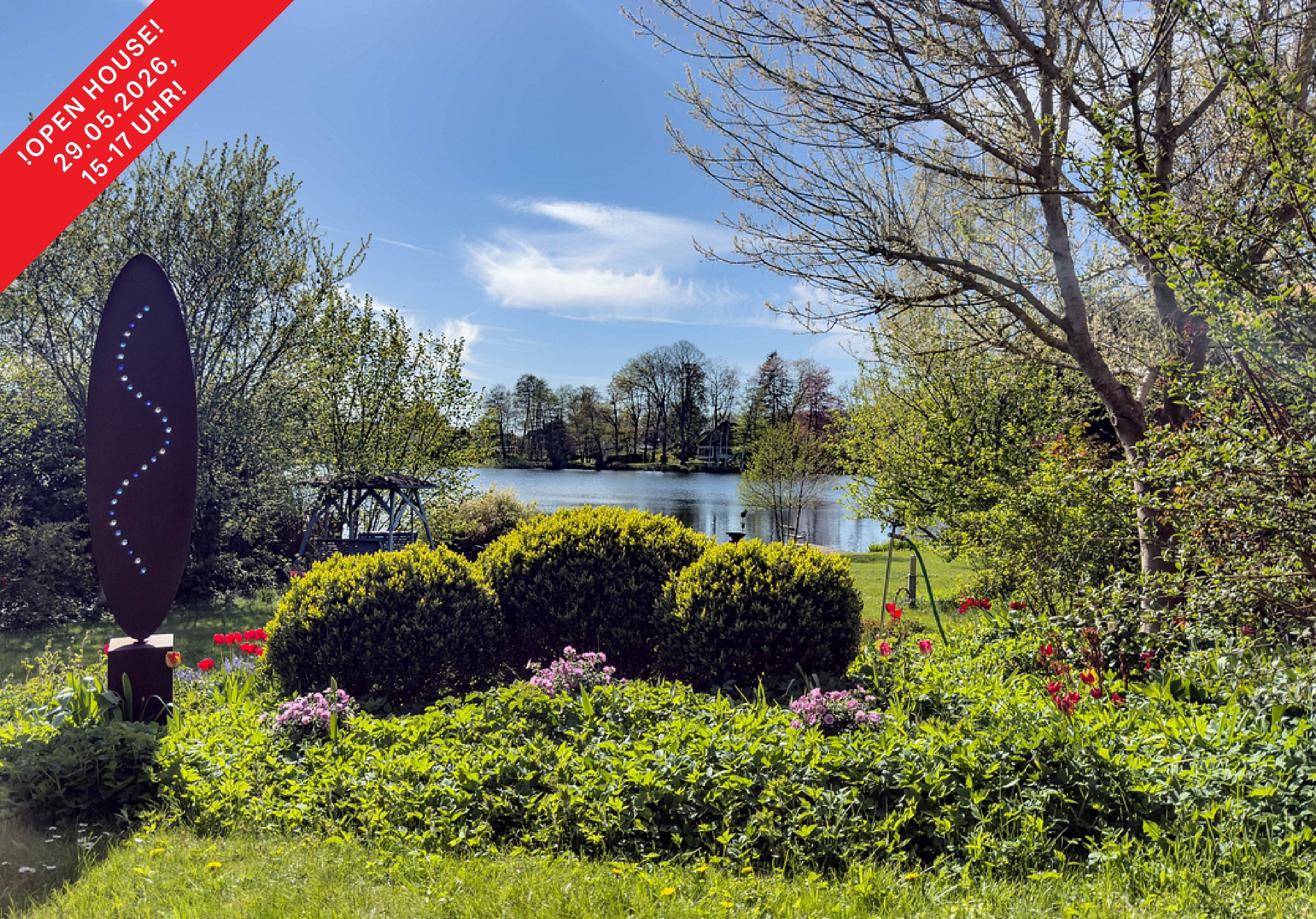 Ein "Kunststück" am See – vielseitiges Haus auf wunderschön angelegtem Seegrundstück mit eigenem, 30m langem Ufer und Gästebungalow
