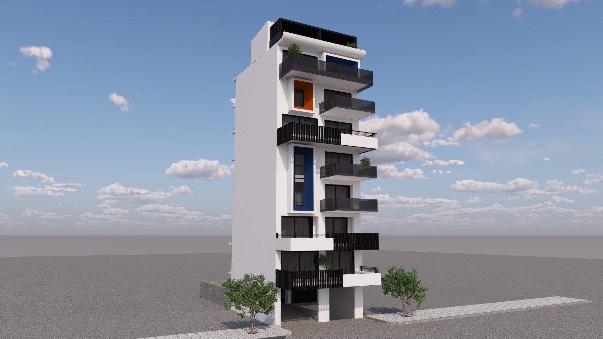 Modern 6th-floor apartment with a parking space